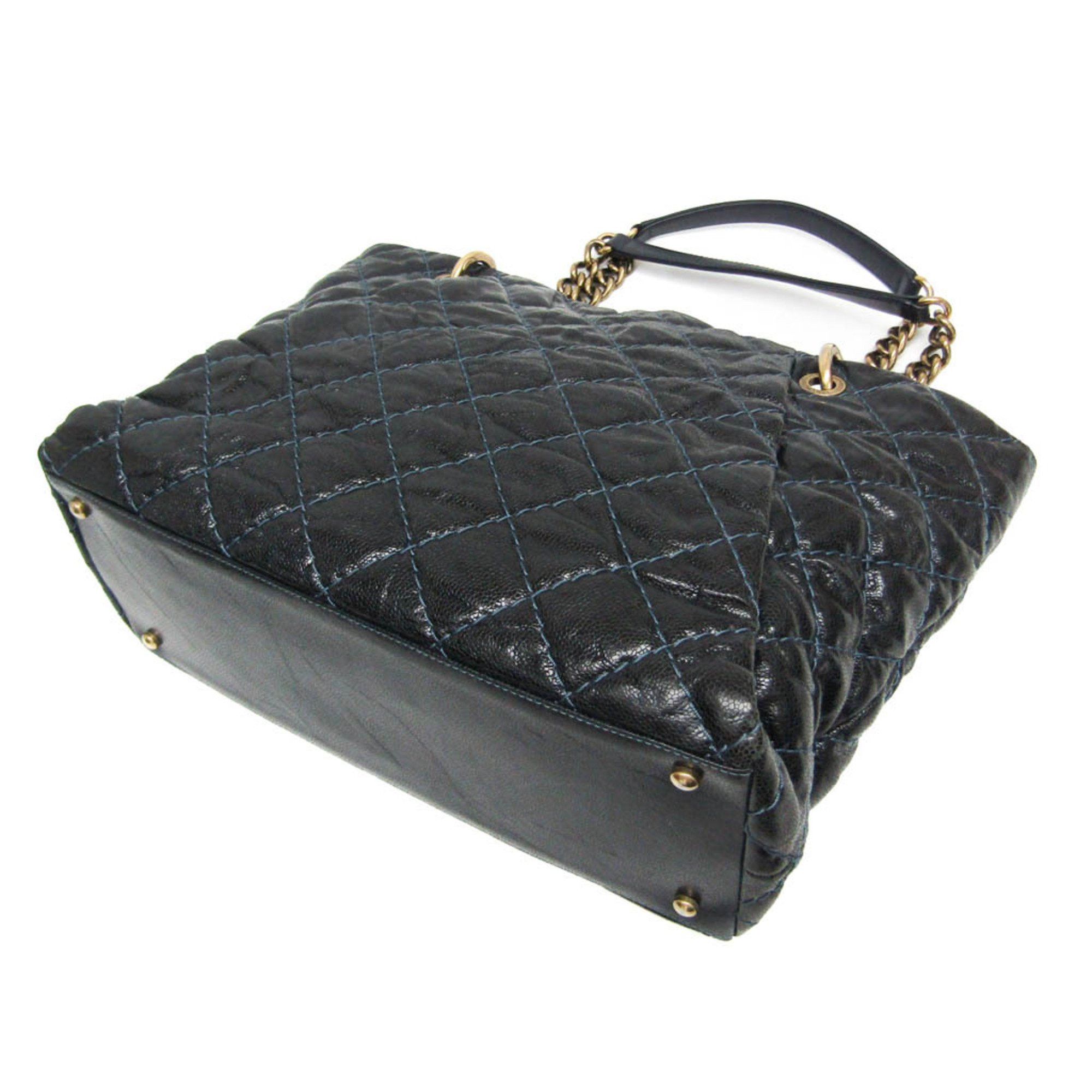 Chanel Chanel Matelasse Chain Women's Grained Calfskin Tote Bag Black,Navy Size ONE SIZE - 2 Thumbnail