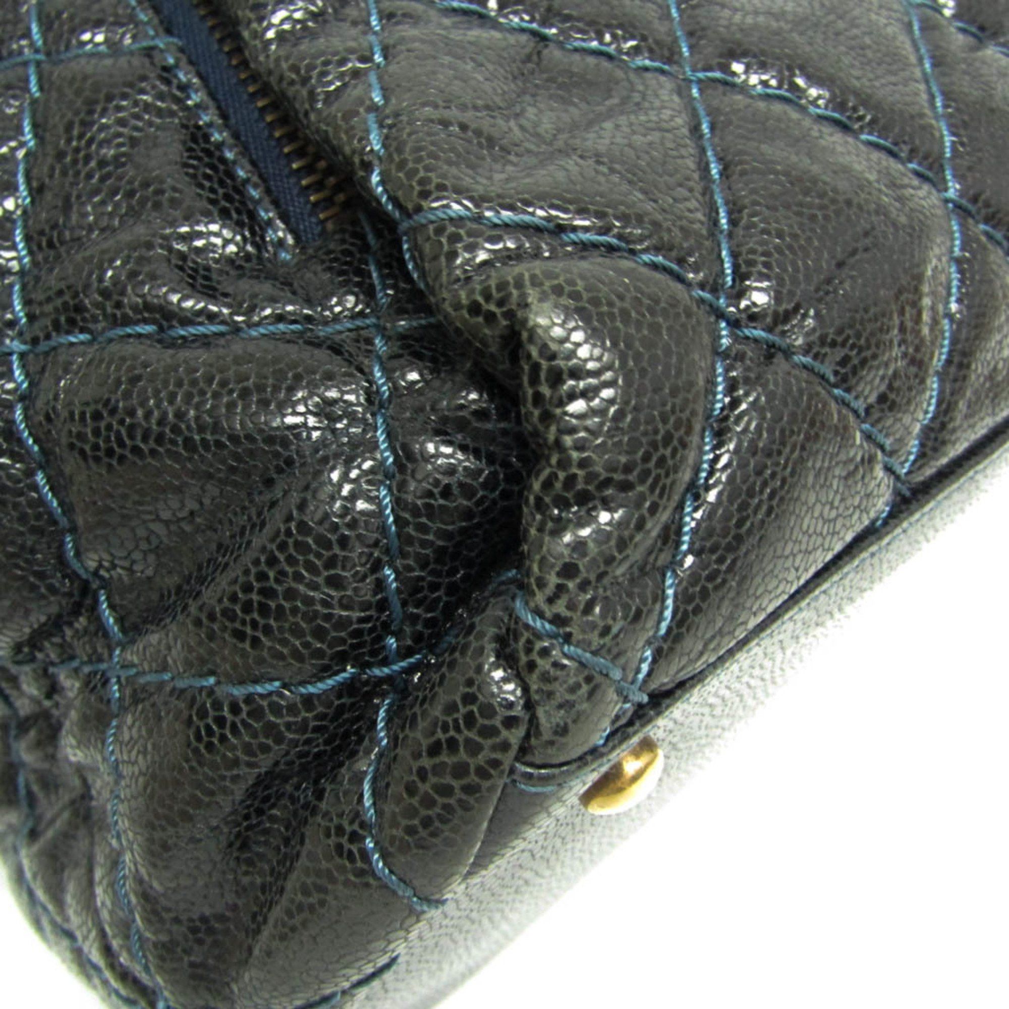 Chanel Chanel Matelasse Chain Women's Grained Calfskin Tote Bag Black,Navy Size ONE SIZE - 6 Thumbnail