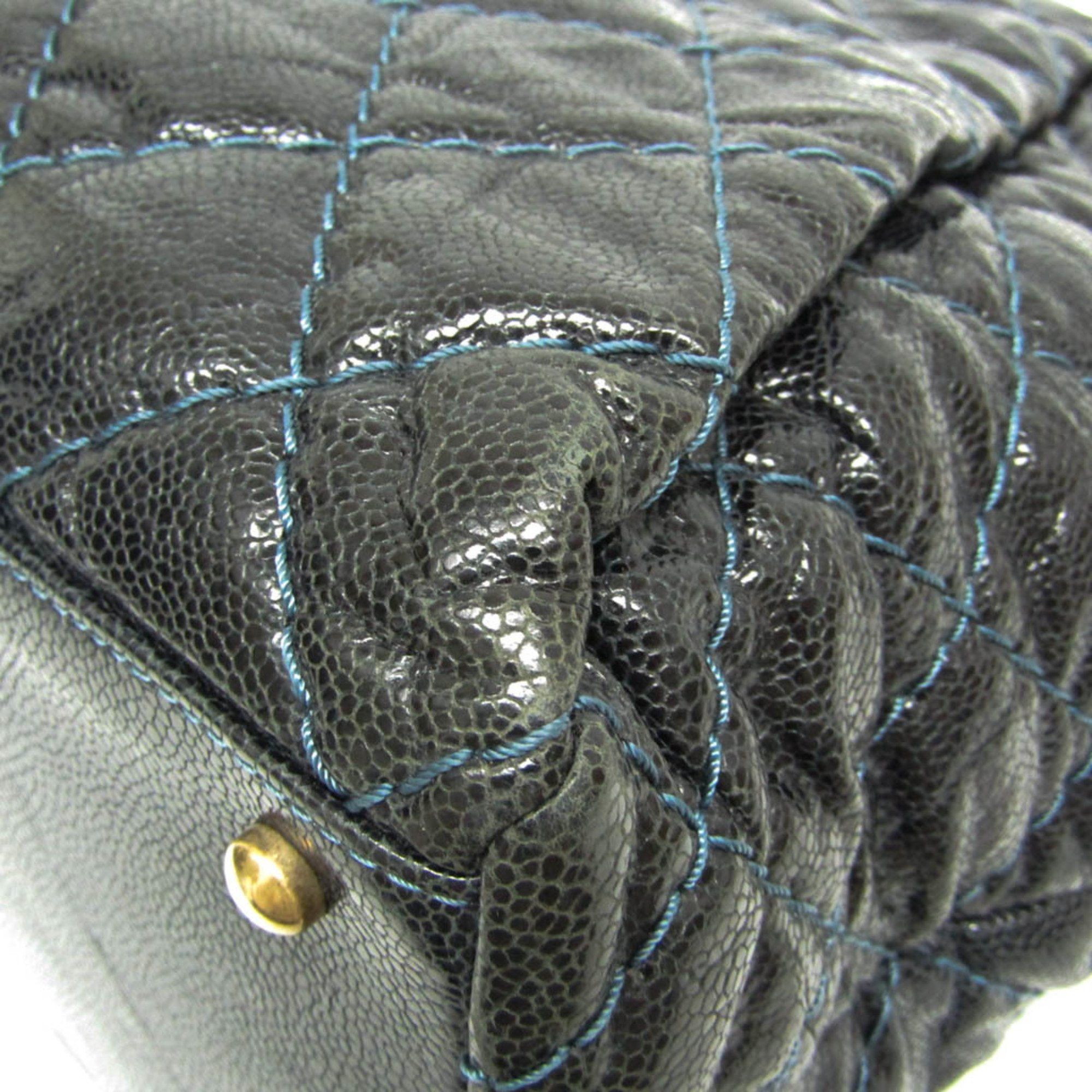 Chanel Chanel Matelasse Chain Women's Grained Calfskin Tote Bag Black,Navy Size ONE SIZE - 5 Thumbnail
