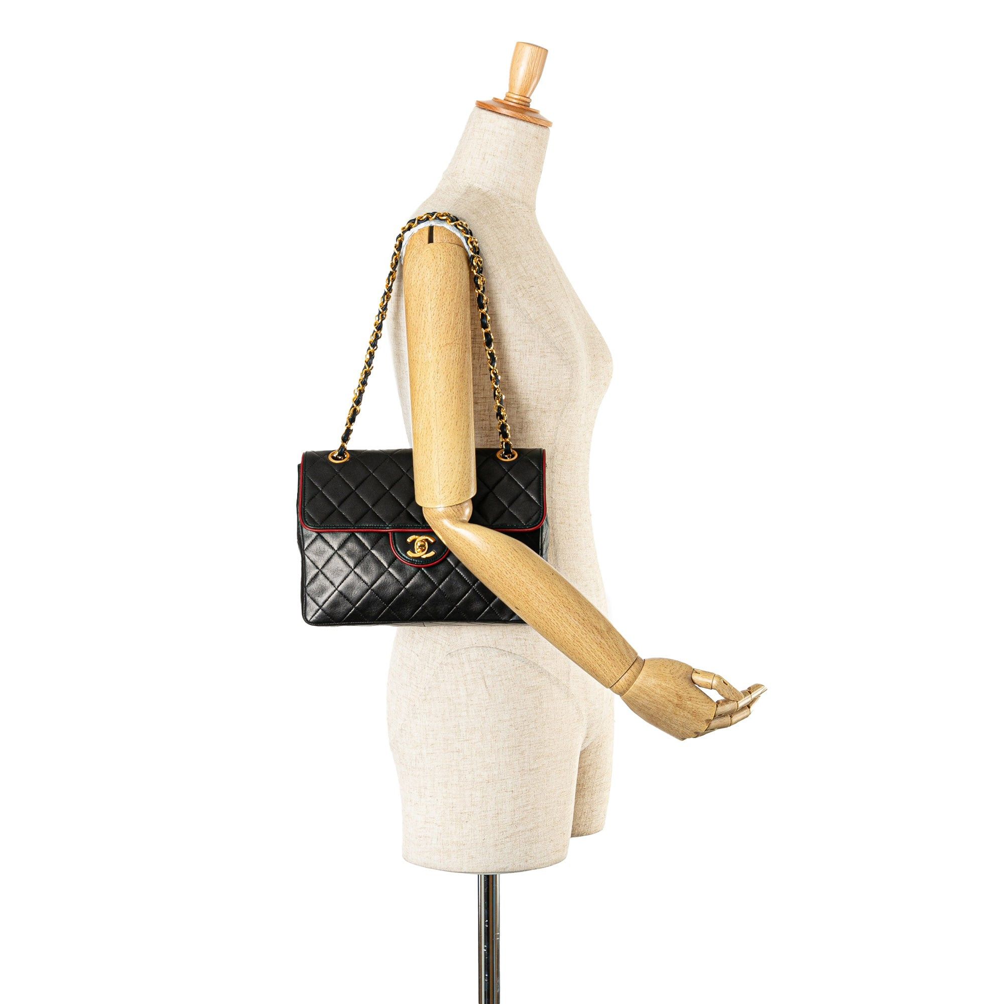 Chanel Chanel CC Bicolor Quilted Lambskin Single Flap Black Size ONE SIZE - 10 Thumbnail