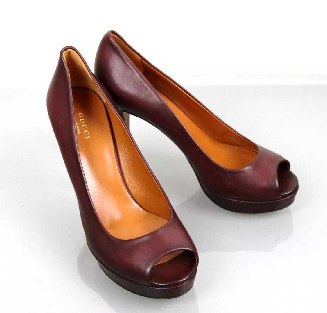 Gucci New Authentic Betty Open-Toe Platform Pump SHOES Plum 8 Size US 8 / IT 38 - 4 Thumbnail