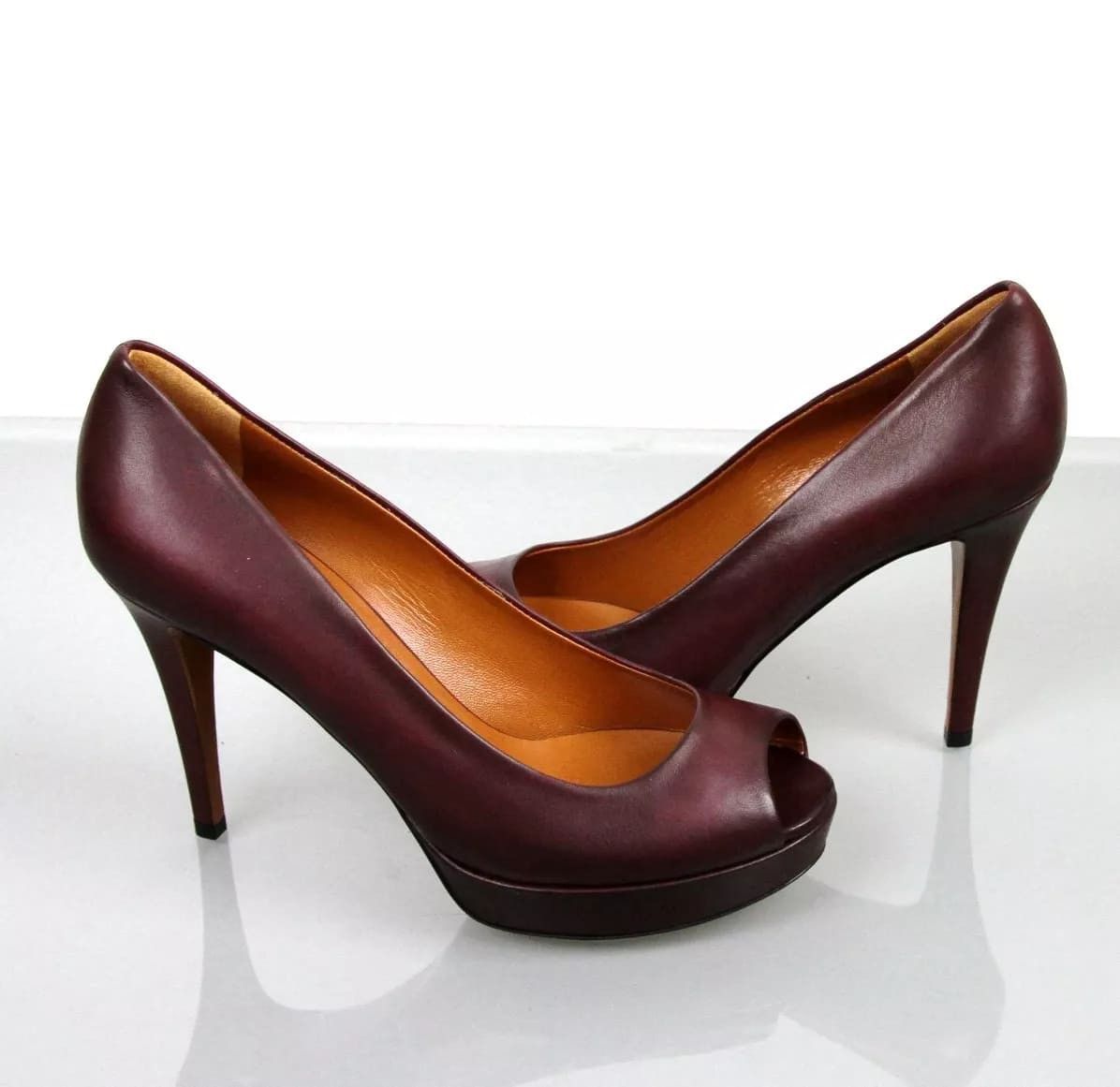 Gucci New Authentic Betty Open-Toe Platform Pump SHOES Plum 8 Size US 8 / IT 38 - 6 Thumbnail
