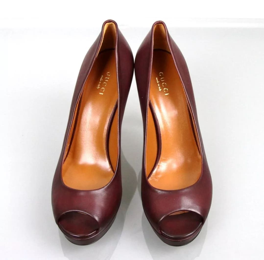 Gucci New Authentic Betty Open-Toe Platform Pump SHOES Plum 8 Size US 8 / IT 38 - 3 Thumbnail