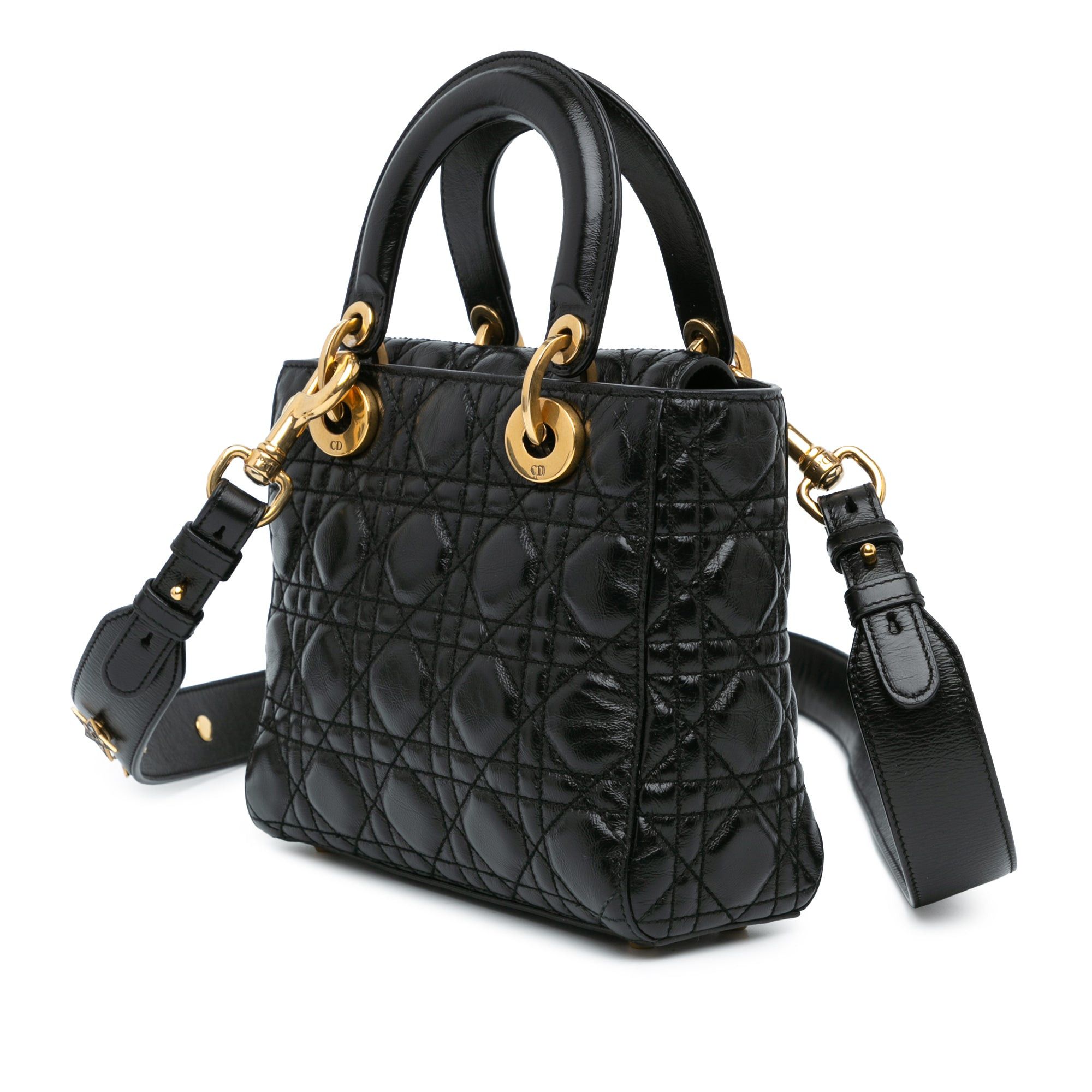 Dior Dior Small Crinkled Patent Cannage Lucky Badges My Lady Dior Black Size ONE SIZE - 2 Thumbnail