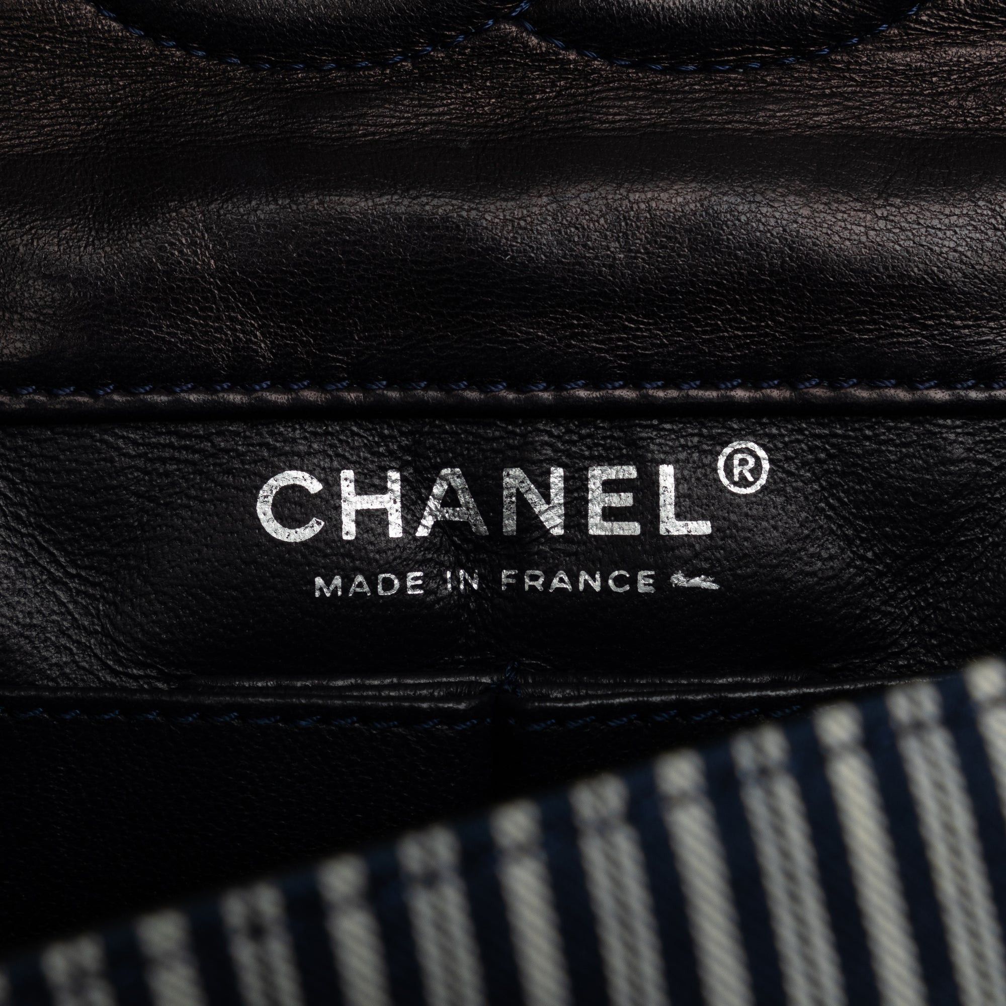 Chanel Chanel Medium Cotton Striped Double Flap Blue Size ONE SIZE - 7 Thumbnail