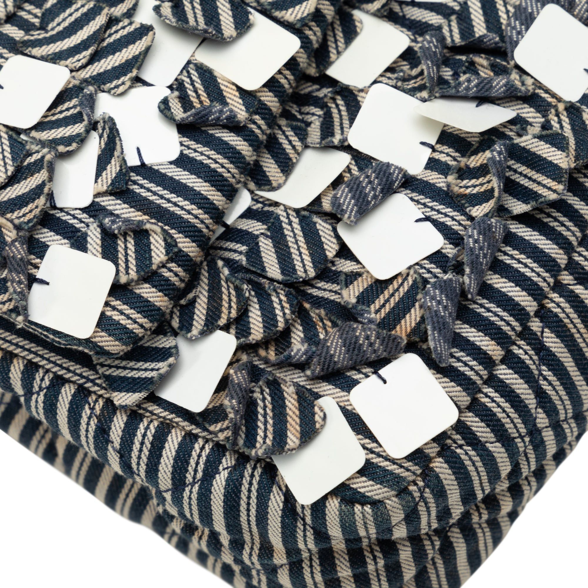 Chanel Chanel Medium Cotton Striped Double Flap Blue Size ONE SIZE - 9 Thumbnail