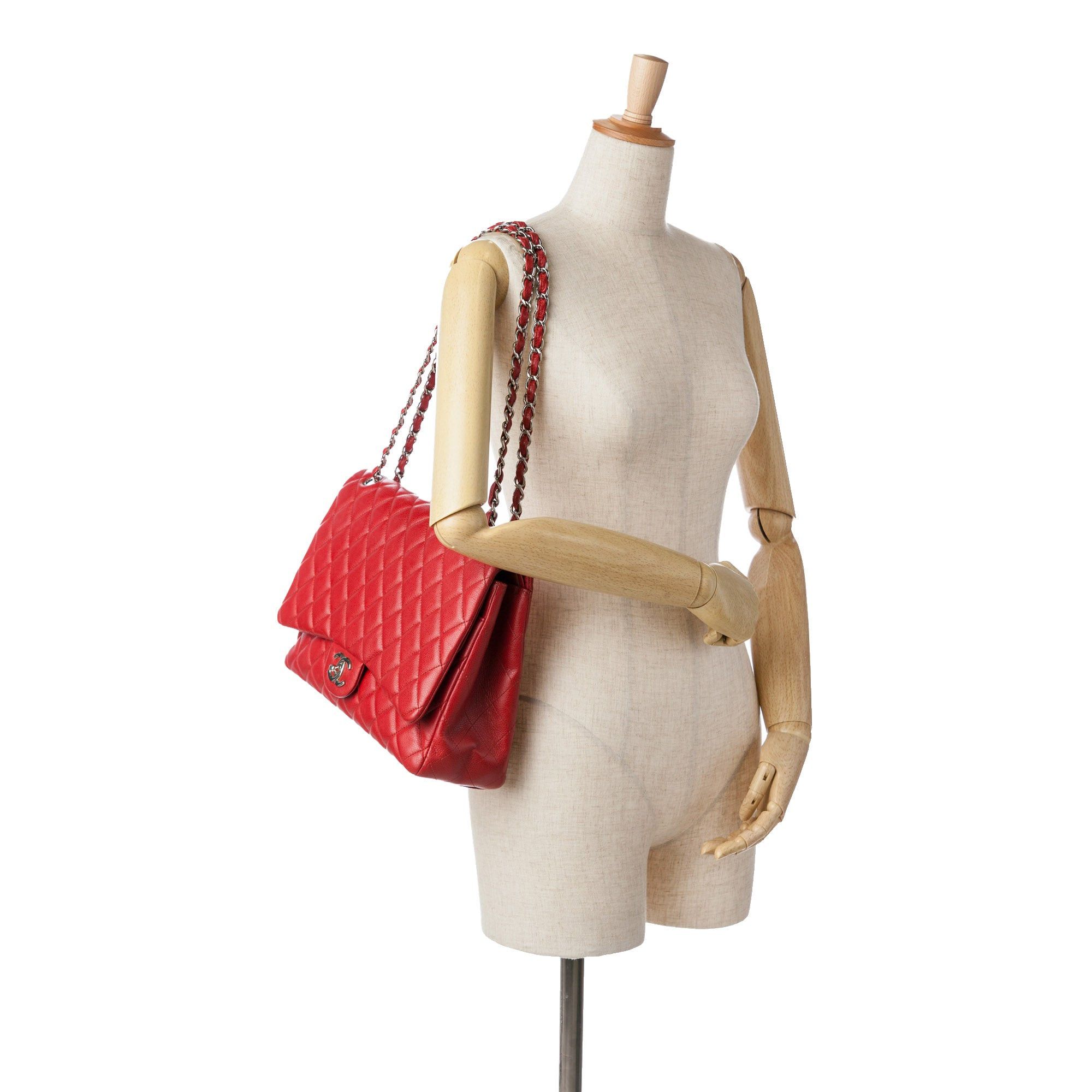 Chanel Chanel Maxi Classic Caviar Double Flap Red Size ONE SIZE - 9 Thumbnail