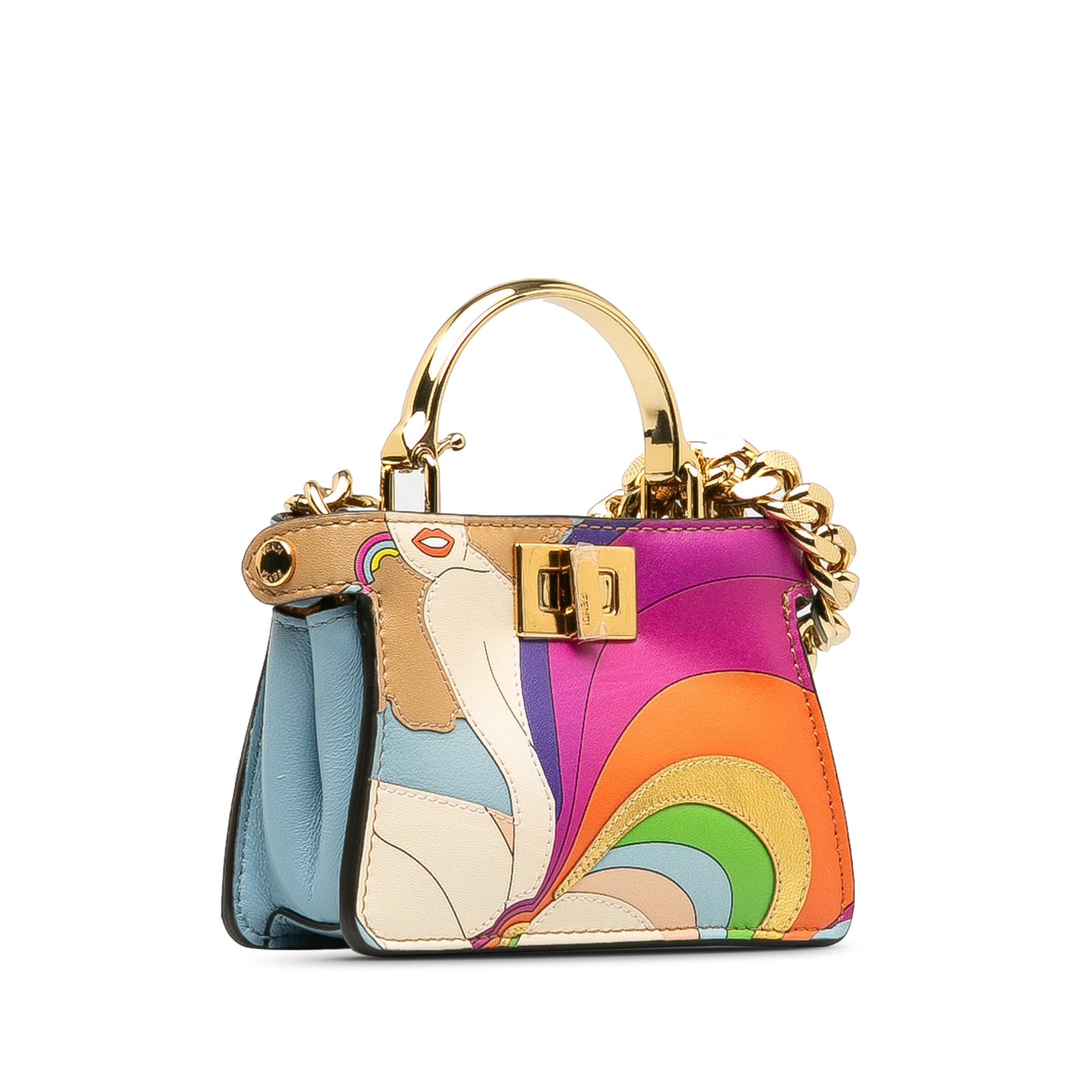 Fendi Fendi Nano Rainbow Inlay Peekaboo Satchel Blue Size ONE SIZE - 2 Thumbnail