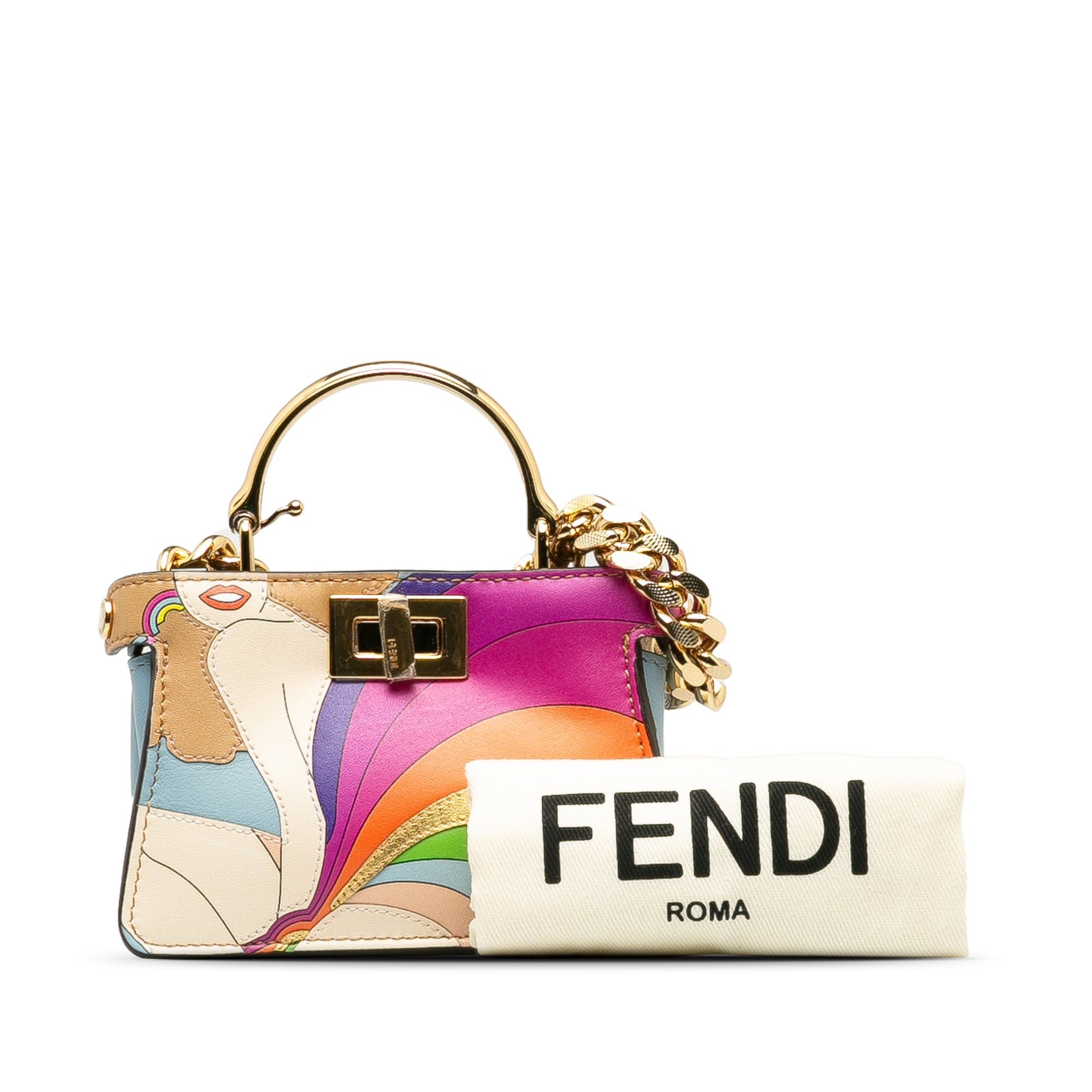 Fendi Fendi Nano Rainbow Inlay Peekaboo Satchel Blue Size ONE SIZE - 9 Thumbnail