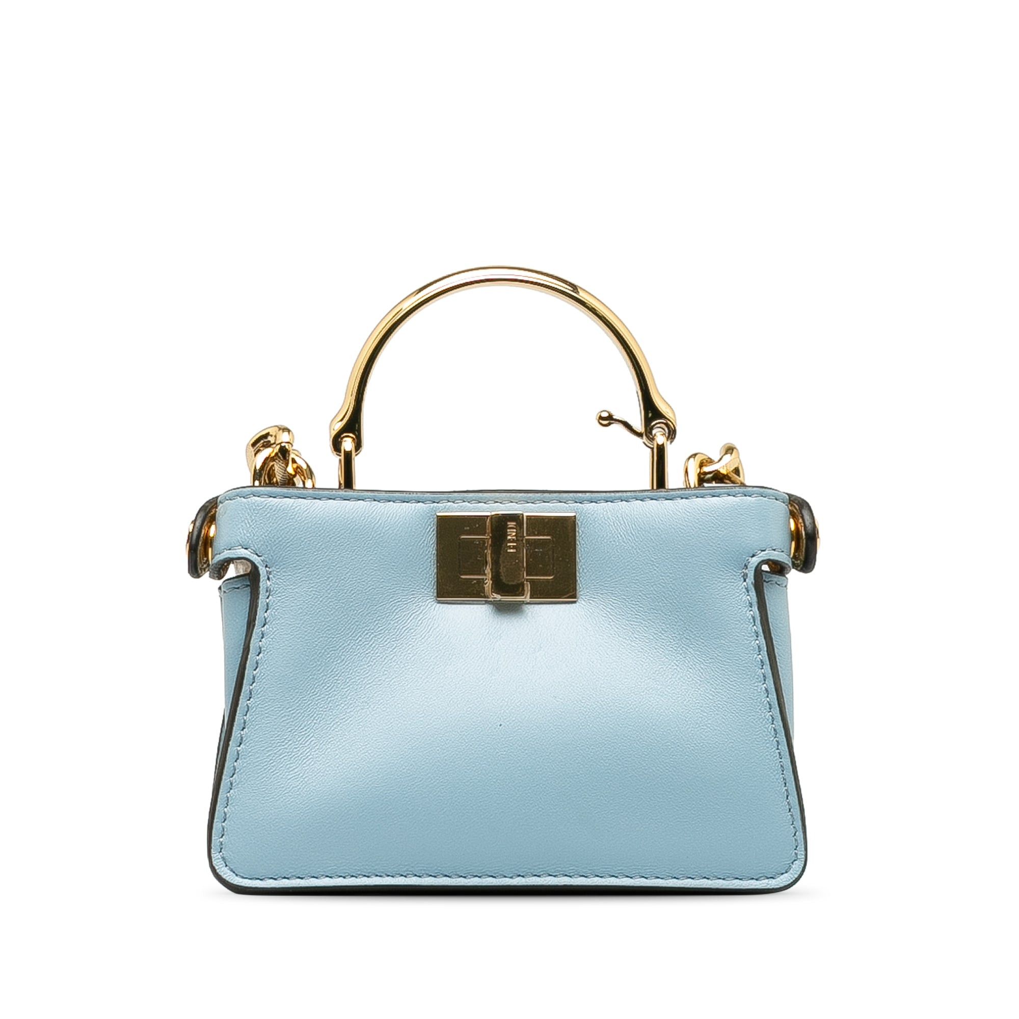 Fendi Fendi Nano Rainbow Inlay Peekaboo Satchel Blue Size ONE SIZE - 3 Thumbnail