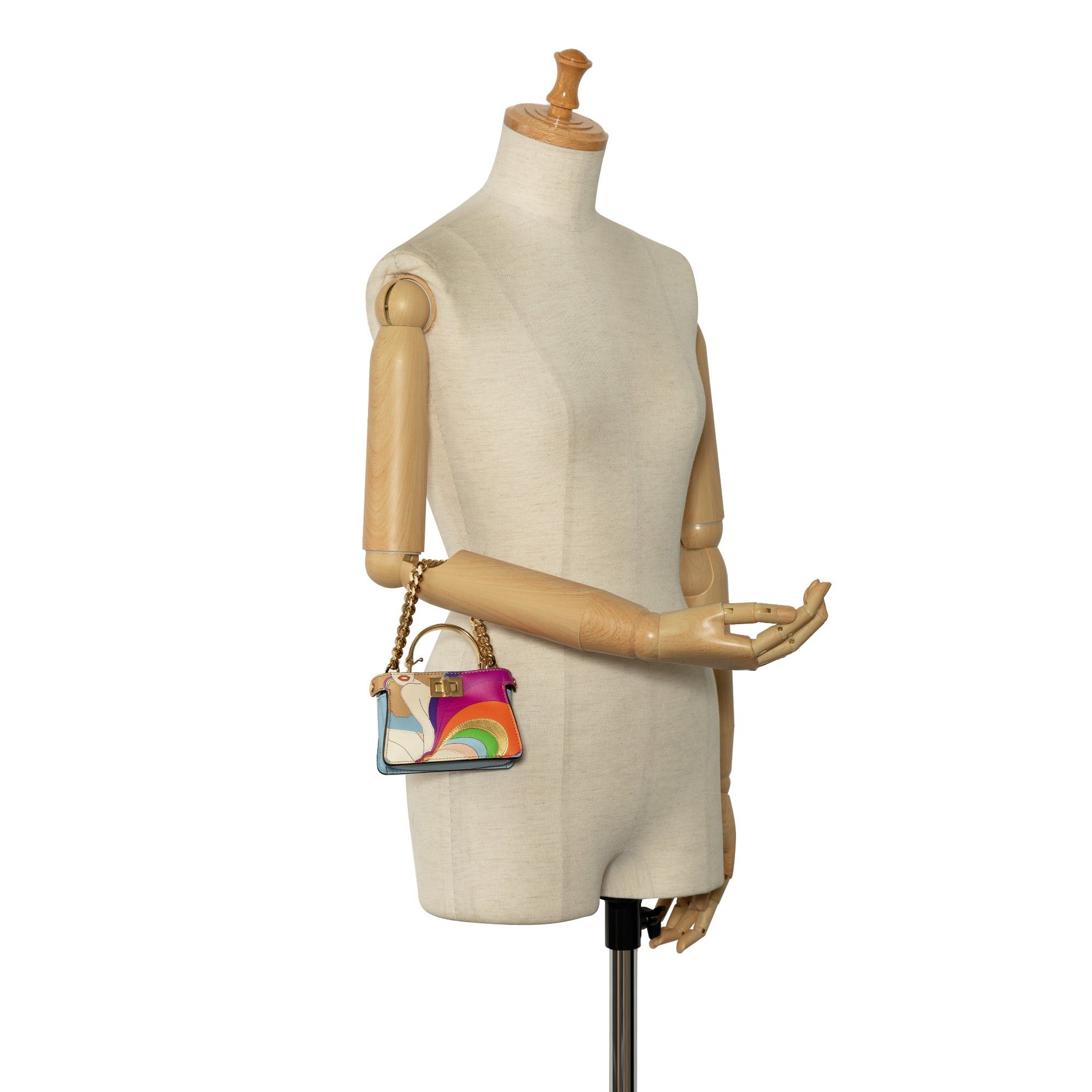 Fendi Fendi Nano Rainbow Inlay Peekaboo Satchel Blue Size ONE SIZE - 8 Thumbnail