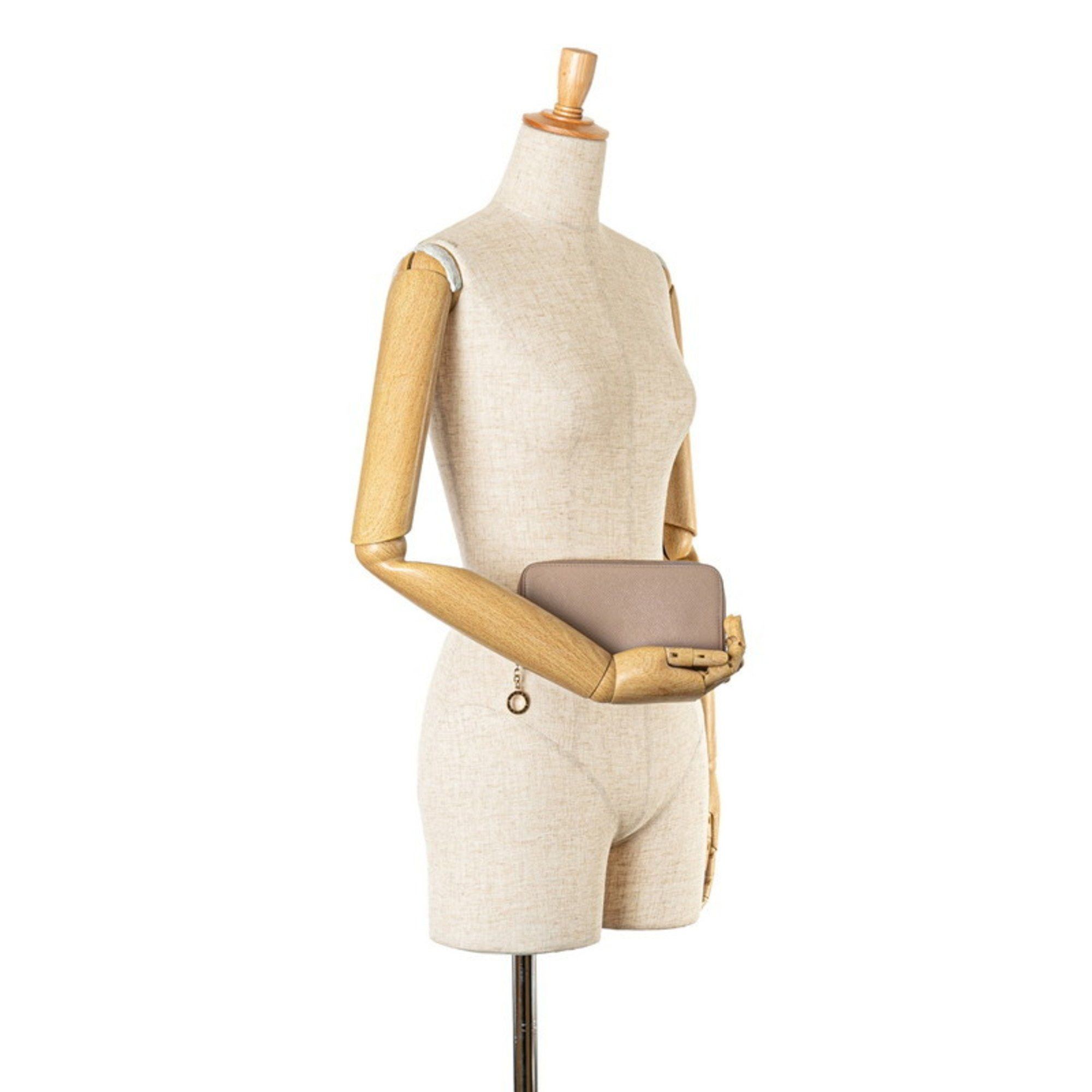 Bvlgari BVLGARI Round Long Wallet Beige Leather Women's Size ONE SIZE - 10 Thumbnail