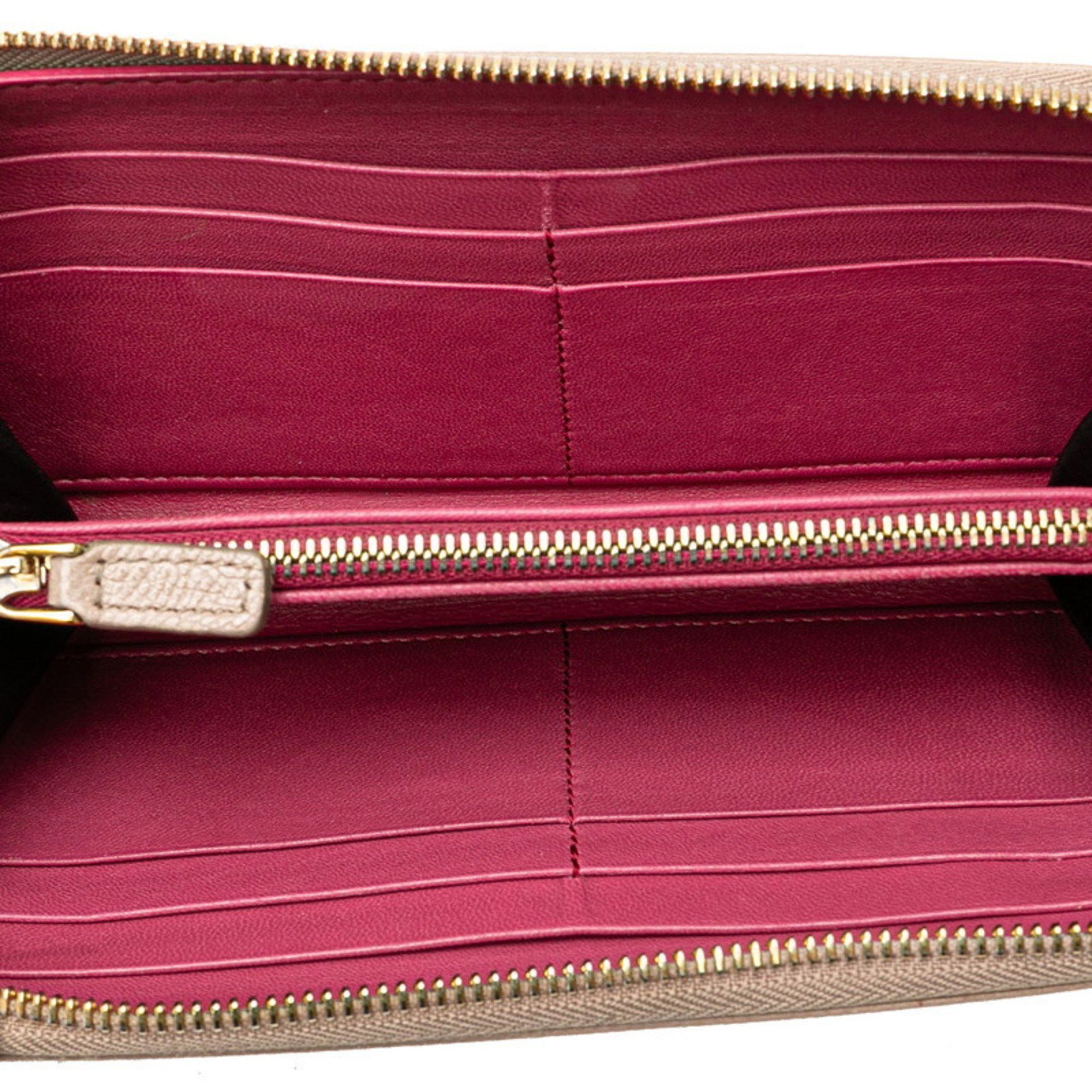 Bvlgari BVLGARI Round Long Wallet Beige Leather Women's Size ONE SIZE - 6 Thumbnail