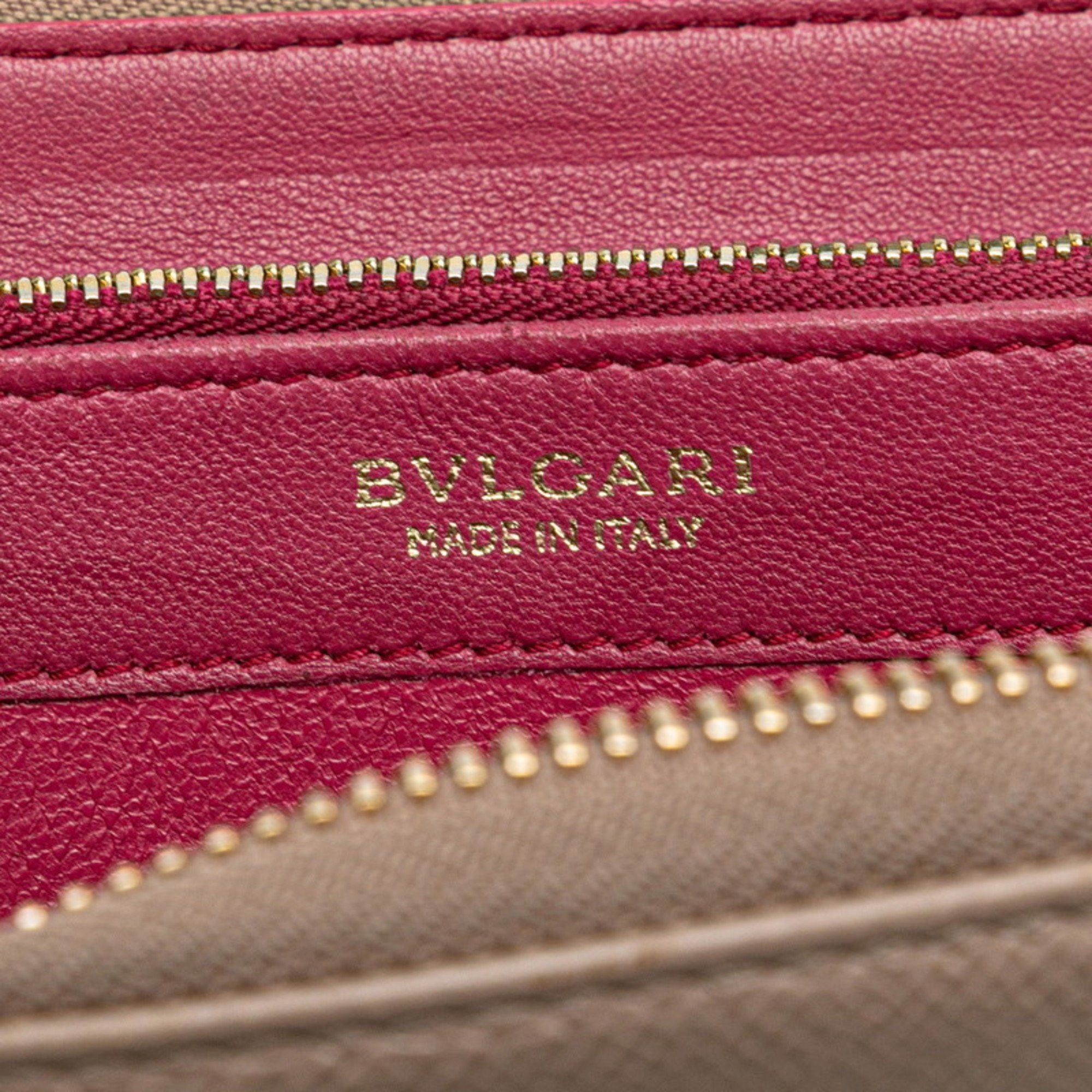 Bvlgari BVLGARI Round Long Wallet Beige Leather Women's Size ONE SIZE - 8 Thumbnail