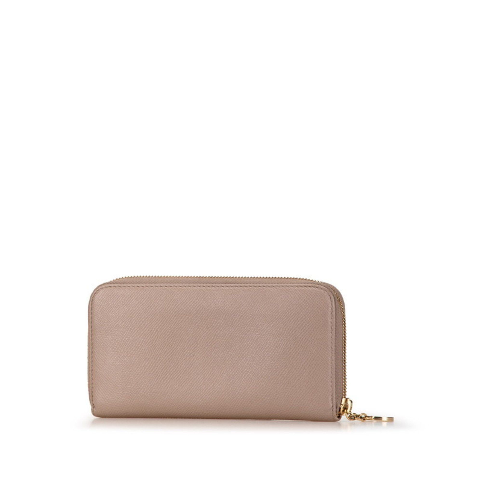 Bvlgari BVLGARI Round Long Wallet Beige Leather Women's Size ONE SIZE - 2 Thumbnail