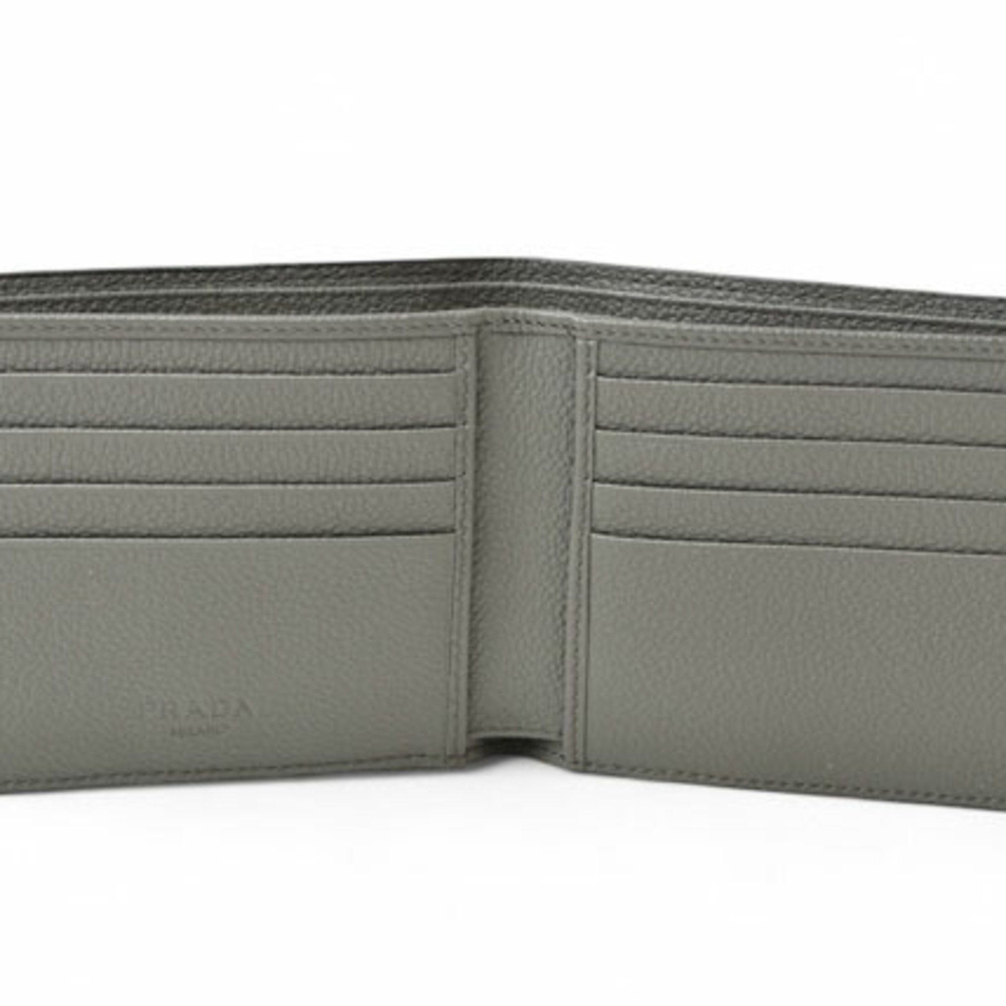 Prada PRADA Men's Wallet with Billfold 2MO513 Embossed Leather Black Grey Size ONE SIZE - 6 Thumbnail