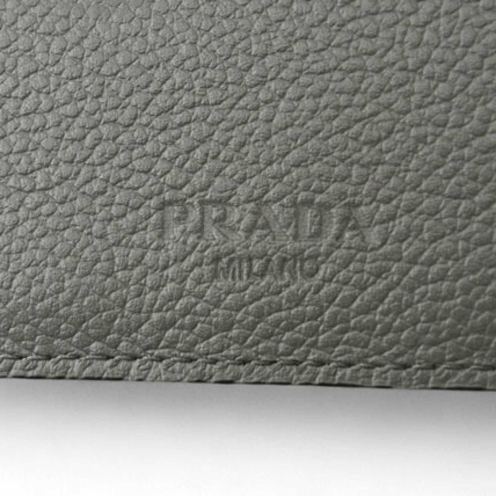 Prada PRADA Men's Wallet with Billfold 2MO513 Embossed Leather Black Grey Size ONE SIZE - 8 Thumbnail
