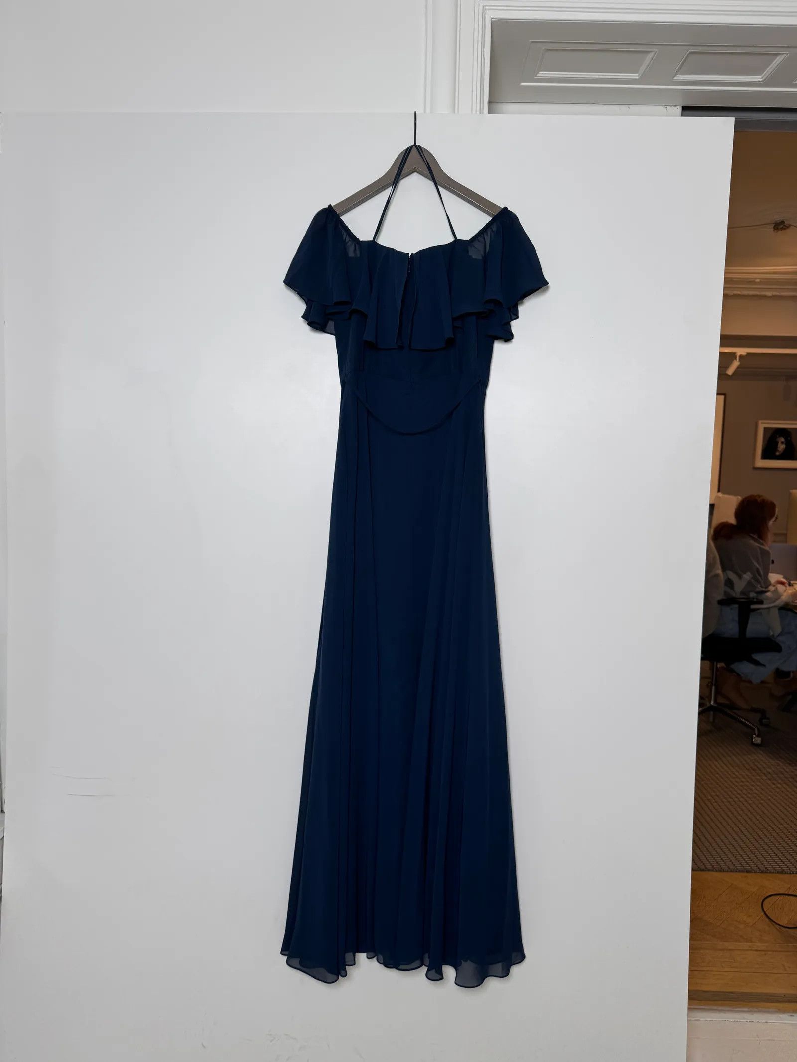 marchesa notte bridesmaid dresses Blue Floral One Shoulder Chiffon Floor Length Bridesmaid Dresses