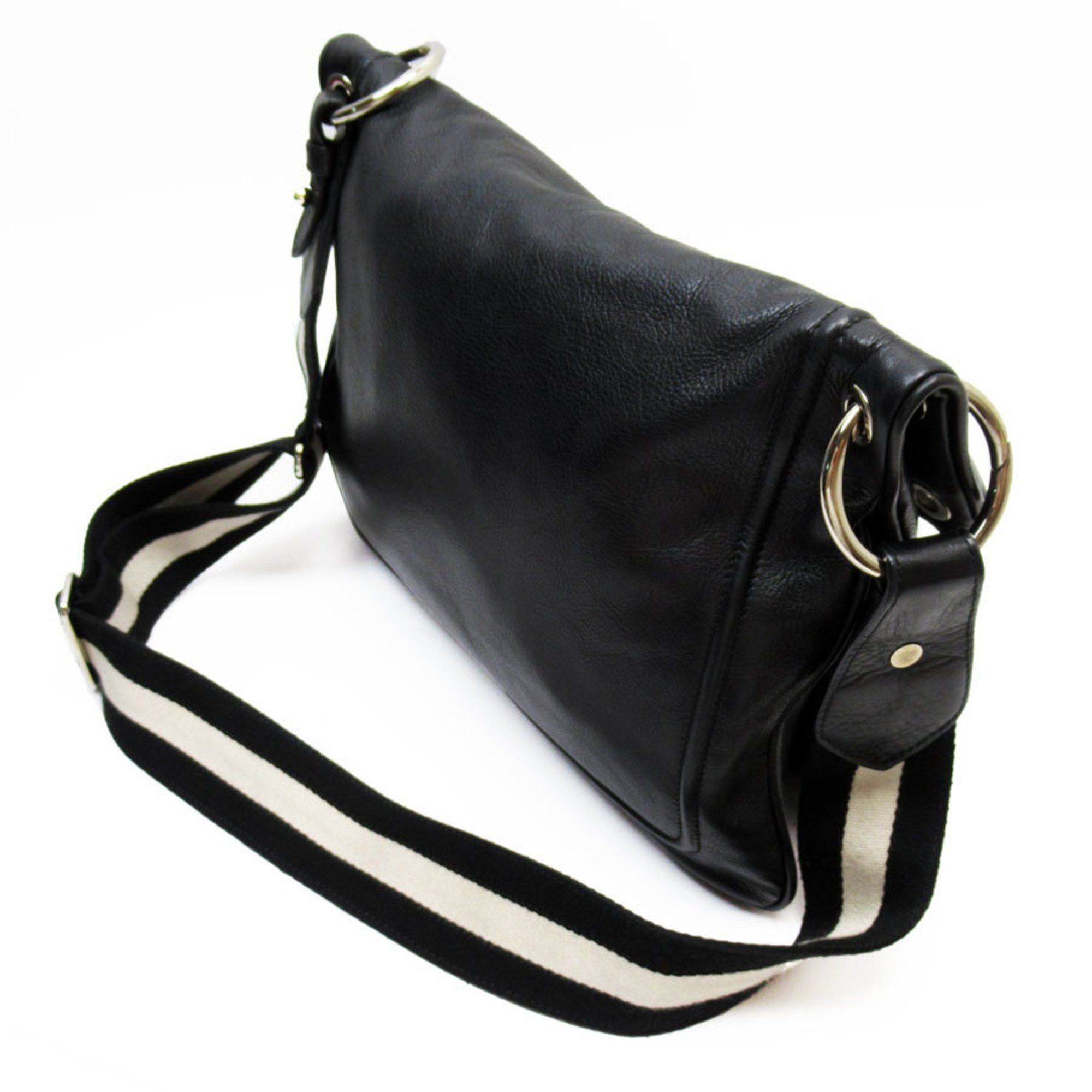 Bally BALLY shoulder bag leather canvas black light beige silver men's w0811f Size ONE SIZE - 2 Thumbnail