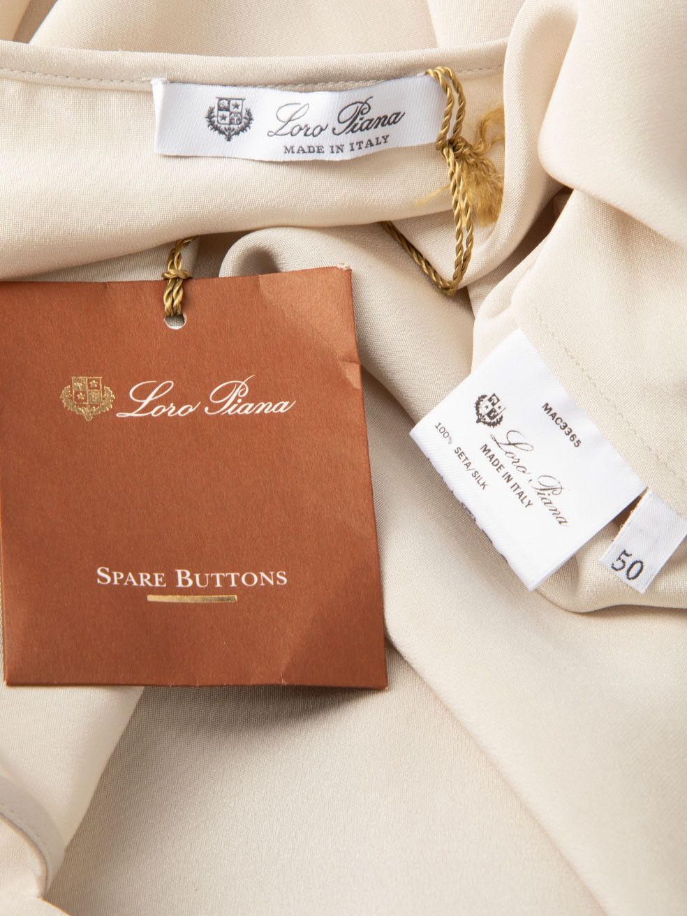 Loro Piana Cream Long Sleeve Silk Blouse Size XL / US 12-14 / IT 48-50 - 7 Thumbnail