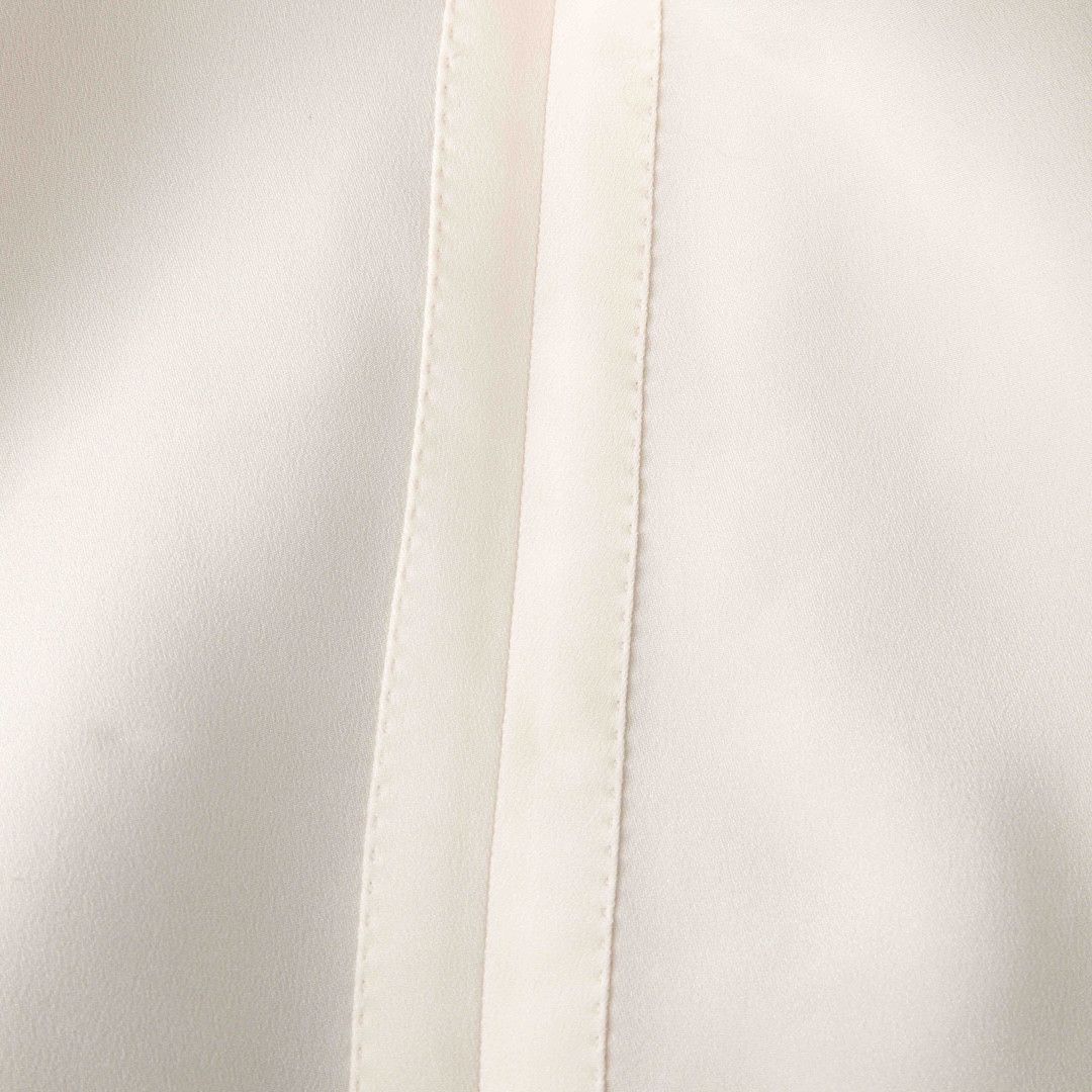 Loro Piana Cream Long Sleeve Silk Blouse Size XL / US 12-14 / IT 48-50 - 4 Thumbnail