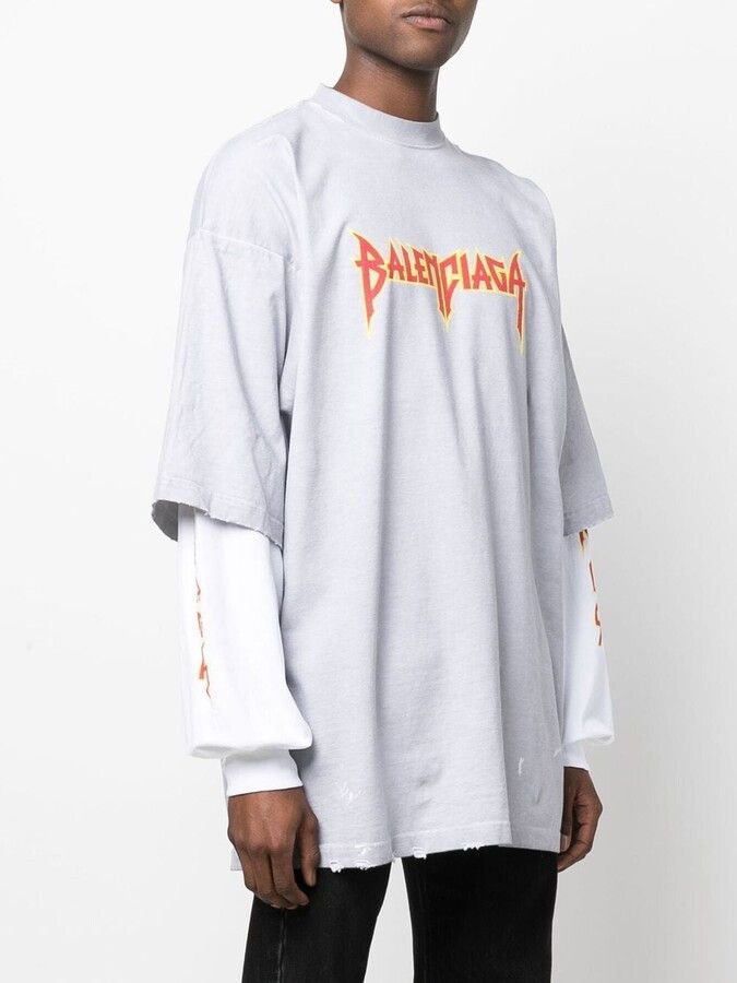 Balenciaga Metal Double Sleeve T-shirt Size US L / EU 52-54 / 3 - 3 Thumbnail