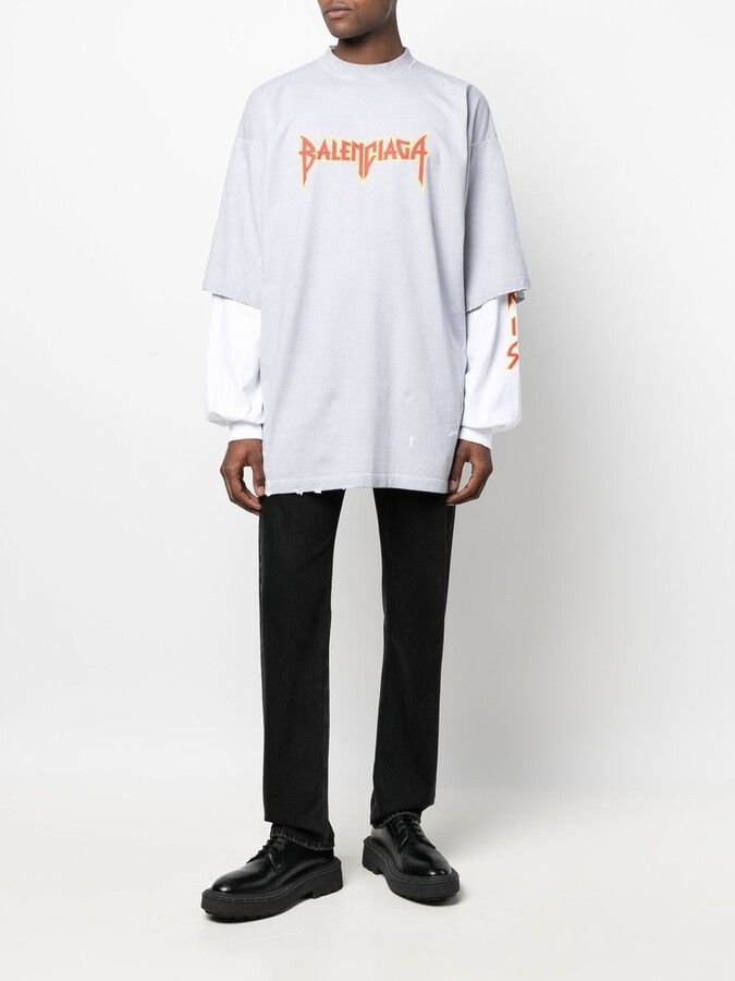 【BALENCIAGA】Double Sleeve T-Shirt ダブルスリーブ Tシャツ Balenciaga Metal Double Sleeve Longsleeve T-shirt | Grailed