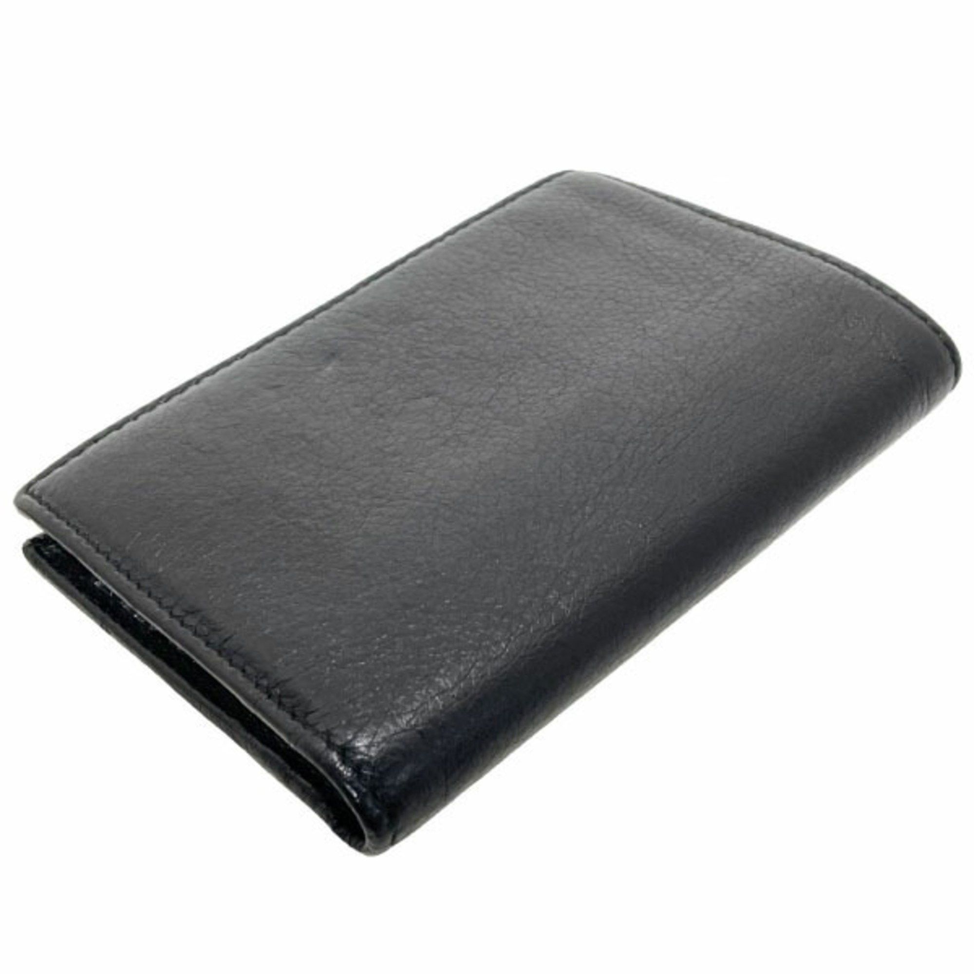 Gucci Gucci Crest Wallet Leather Black 203608 GUCCI Card Case Holder Bi-fold Compact TS-13710 Size ONE SIZE - 3 Thumbnail