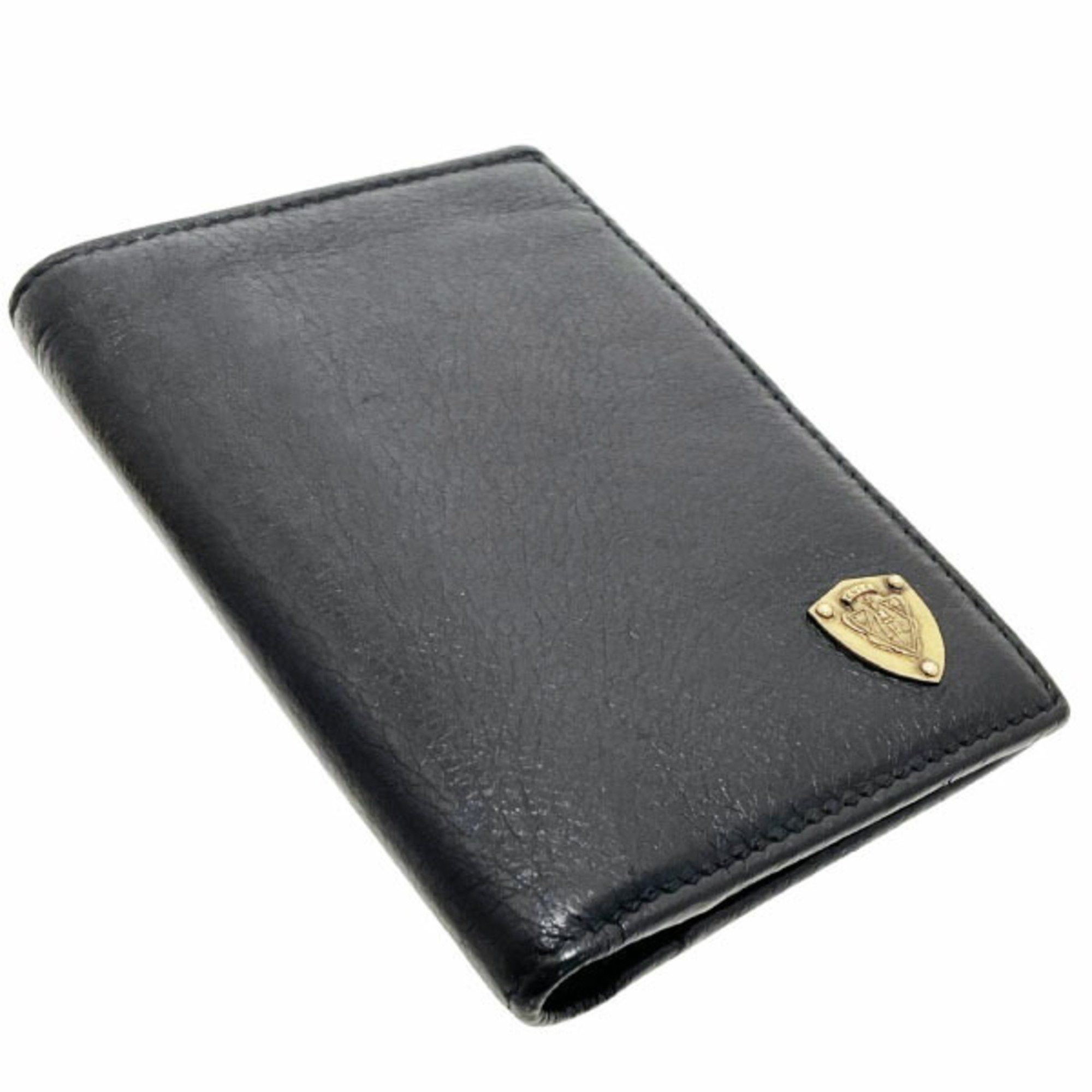 Gucci Gucci Crest Wallet Leather Black 203608 GUCCI Card Case Holder Bi-fold Compact TS-13710 Size ONE SIZE - 4 Thumbnail