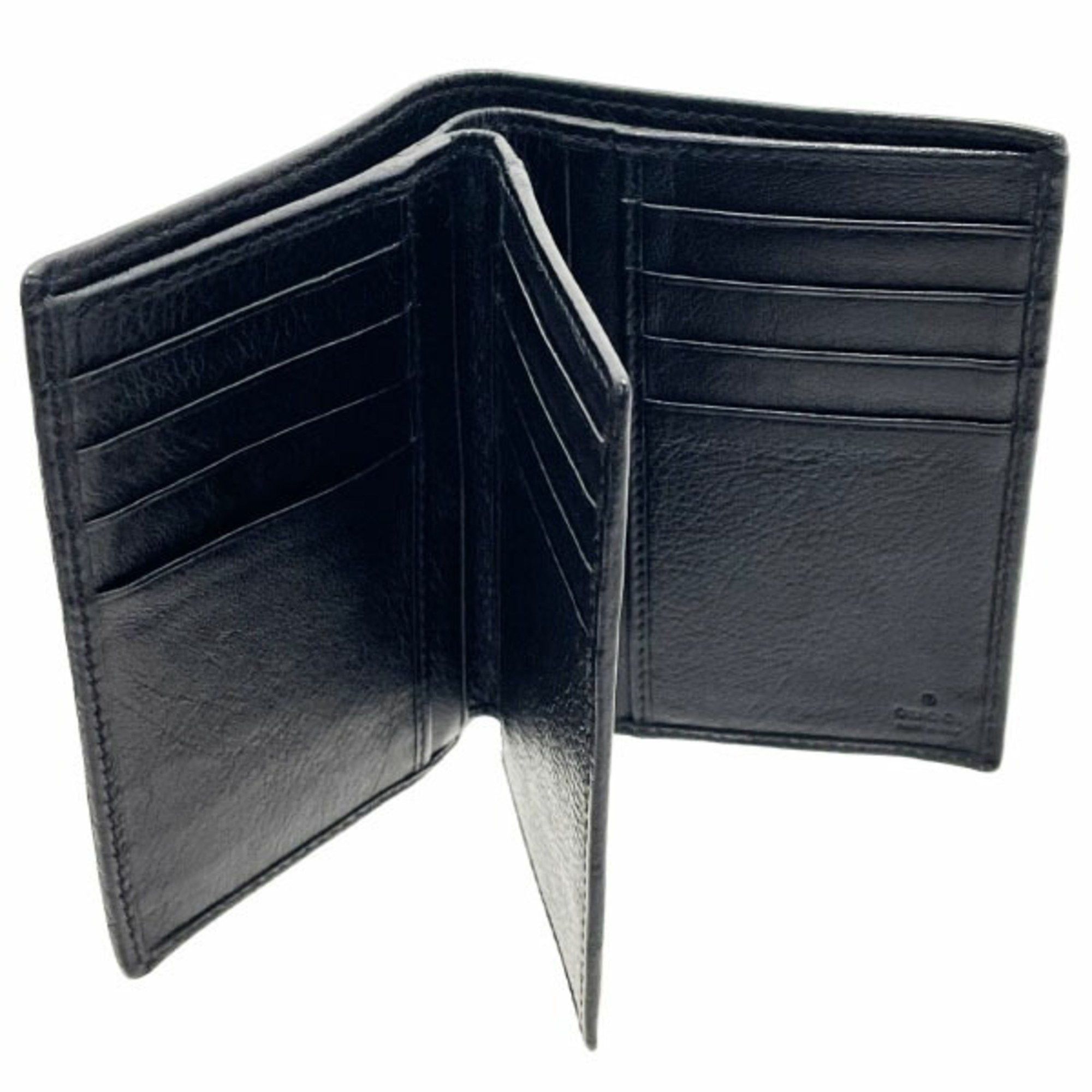 Gucci Gucci Crest Wallet Leather Black 203608 GUCCI Card Case Holder Bi-fold Compact TS-13710 Size ONE SIZE - 6 Thumbnail
