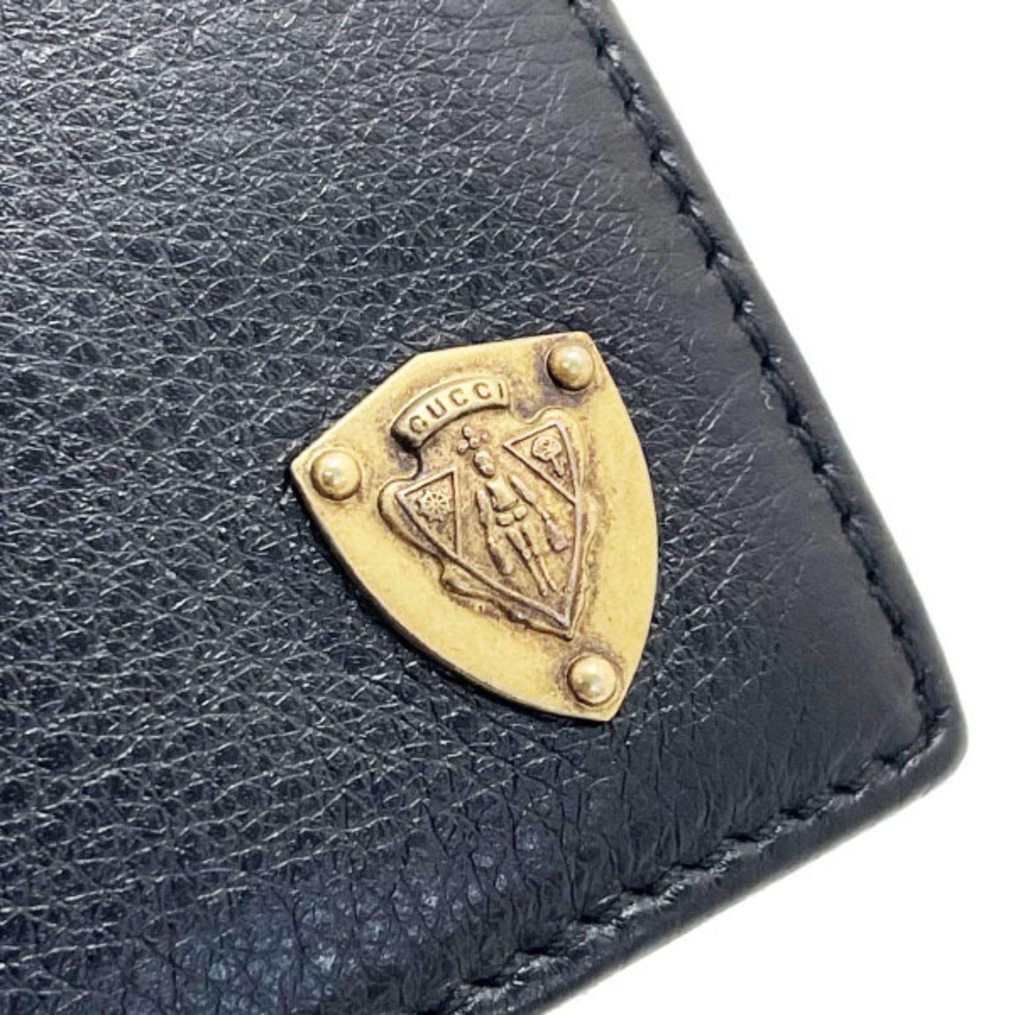 Gucci Gucci Crest Wallet Leather Black 203608 GUCCI Card Case Holder Bi-fold Compact TS-13710 Size ONE SIZE - 5 Thumbnail