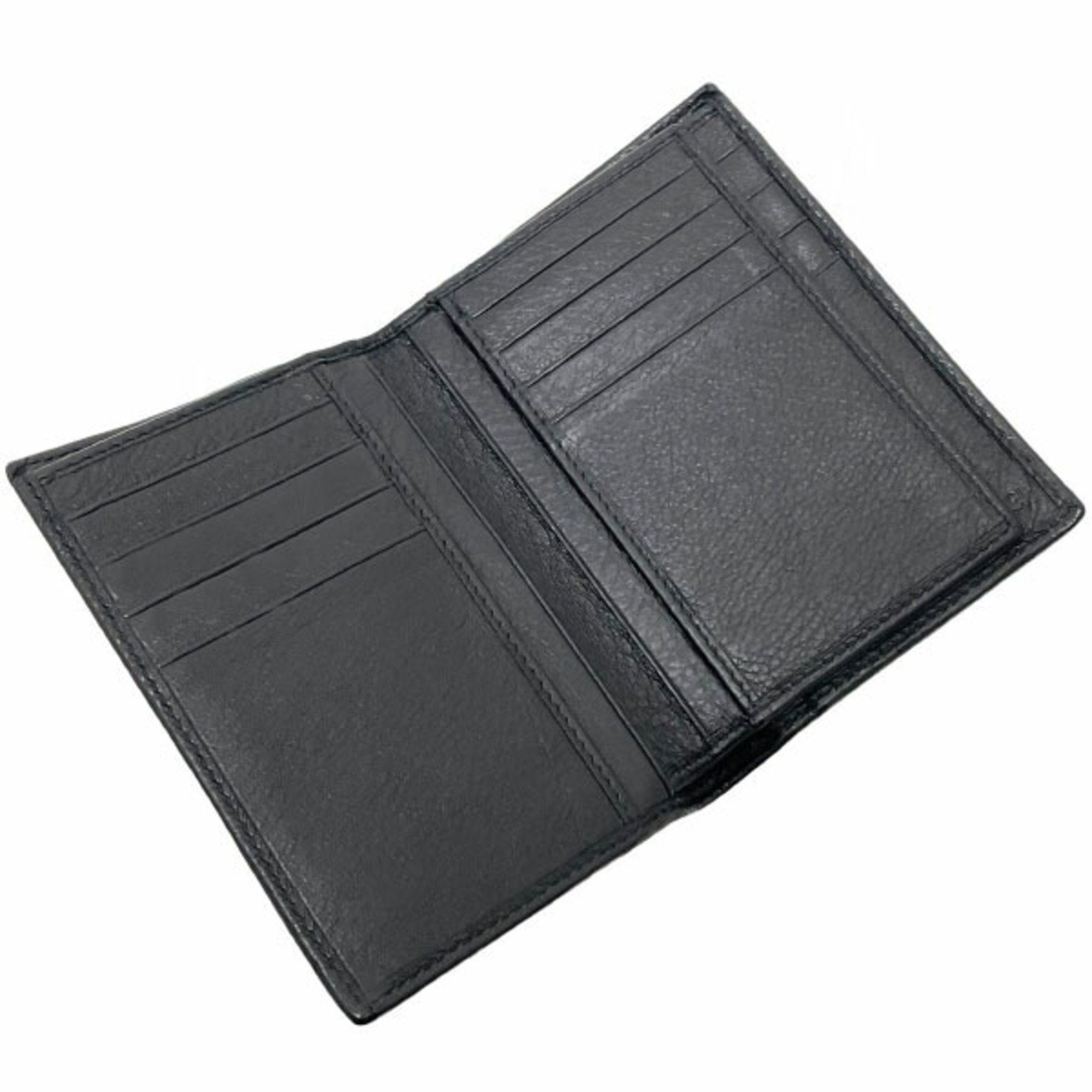 Gucci Gucci Crest Wallet Leather Black 203608 GUCCI Card Case Holder Bi-fold Compact TS-13710 Size ONE SIZE - 7 Thumbnail