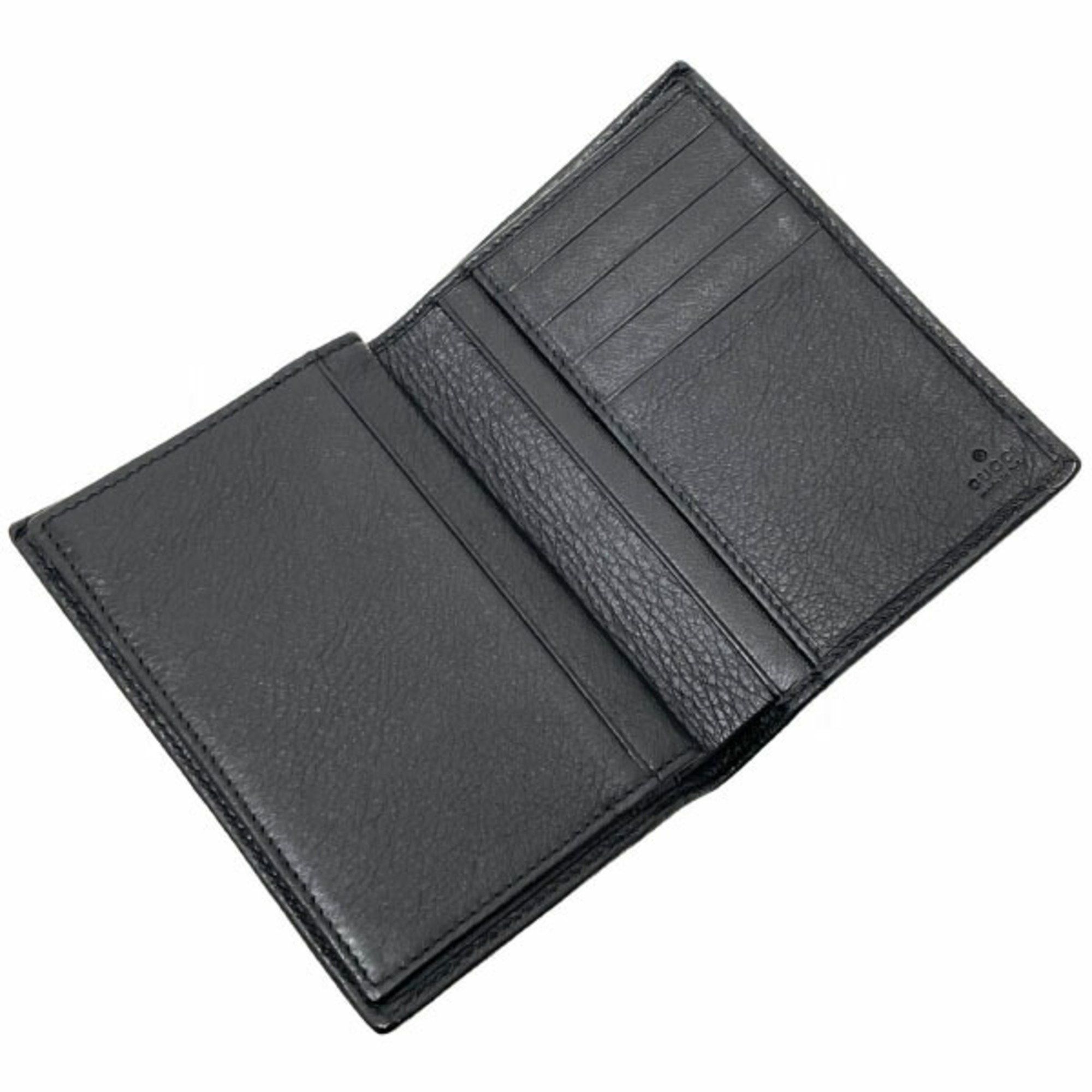 Gucci Gucci Crest Wallet Leather Black 203608 GUCCI Card Case Holder Bi-fold Compact TS-13710 Size ONE SIZE - 8 Thumbnail