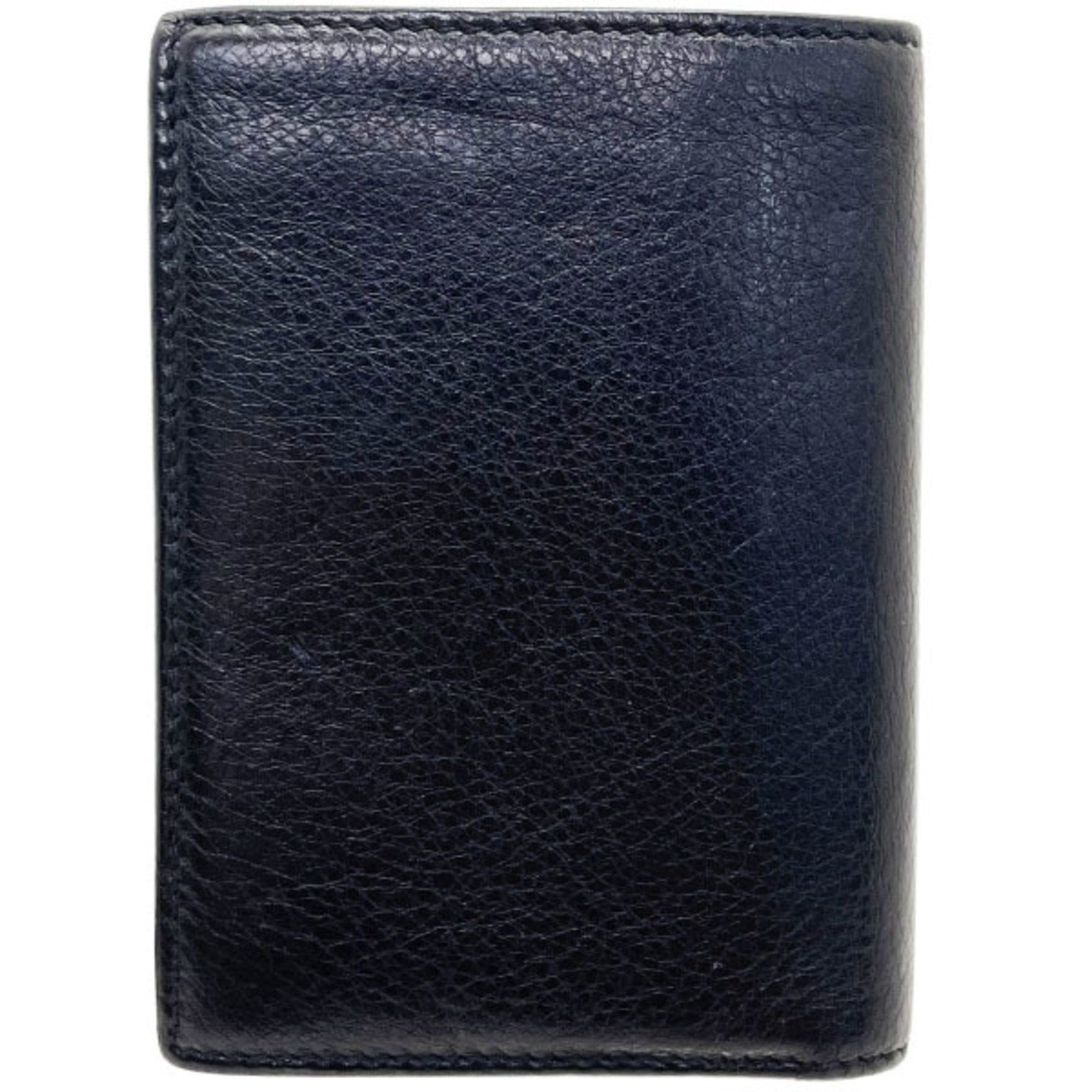Gucci Gucci Crest Wallet Leather Black 203608 GUCCI Card Case Holder Bi-fold Compact TS-13710 Size ONE SIZE - 2 Thumbnail
