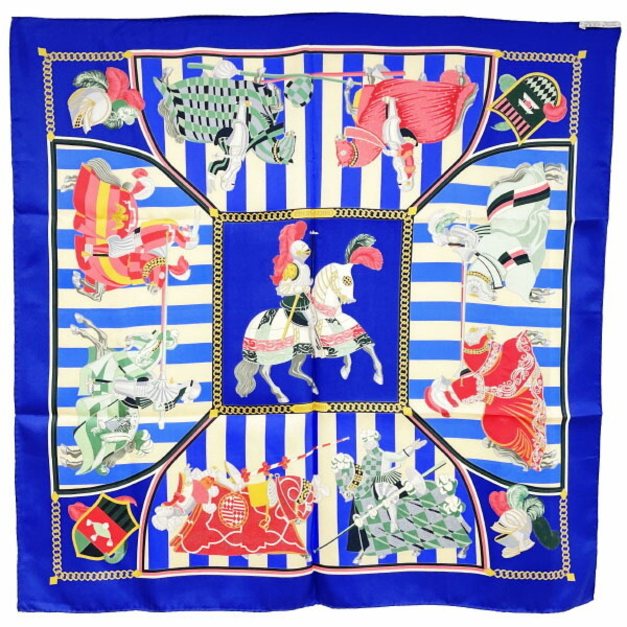 Hermes Scarf Muffler Carre 90 Silk Blue Multicolor HELMES CHOCS EN
