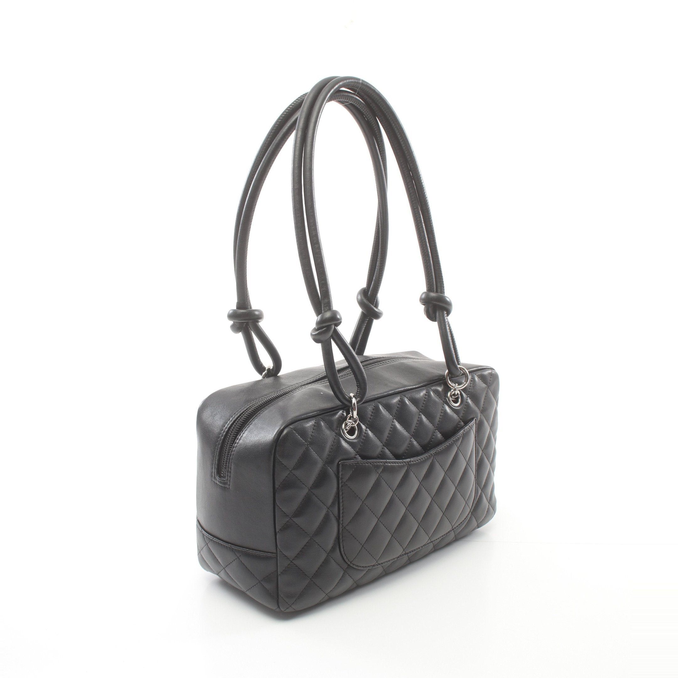Chanel Chanel Cambon Line Bowling Bag Shoulder Leather Black Silver Hardware Size ONE SIZE - 2 Thumbnail