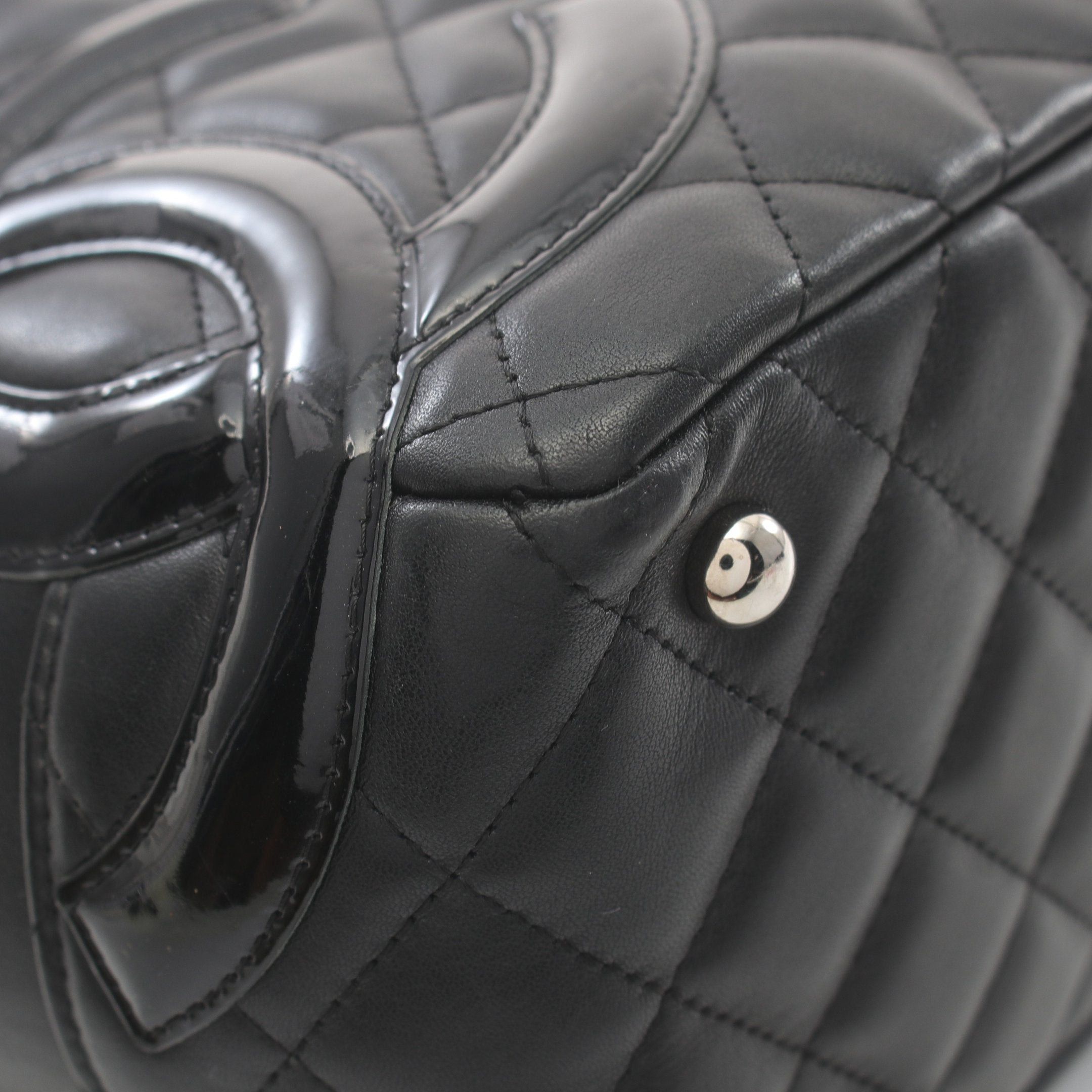 Chanel Chanel Cambon Line Bowling Bag Shoulder Leather Black Silver Hardware Size ONE SIZE - 7 Thumbnail