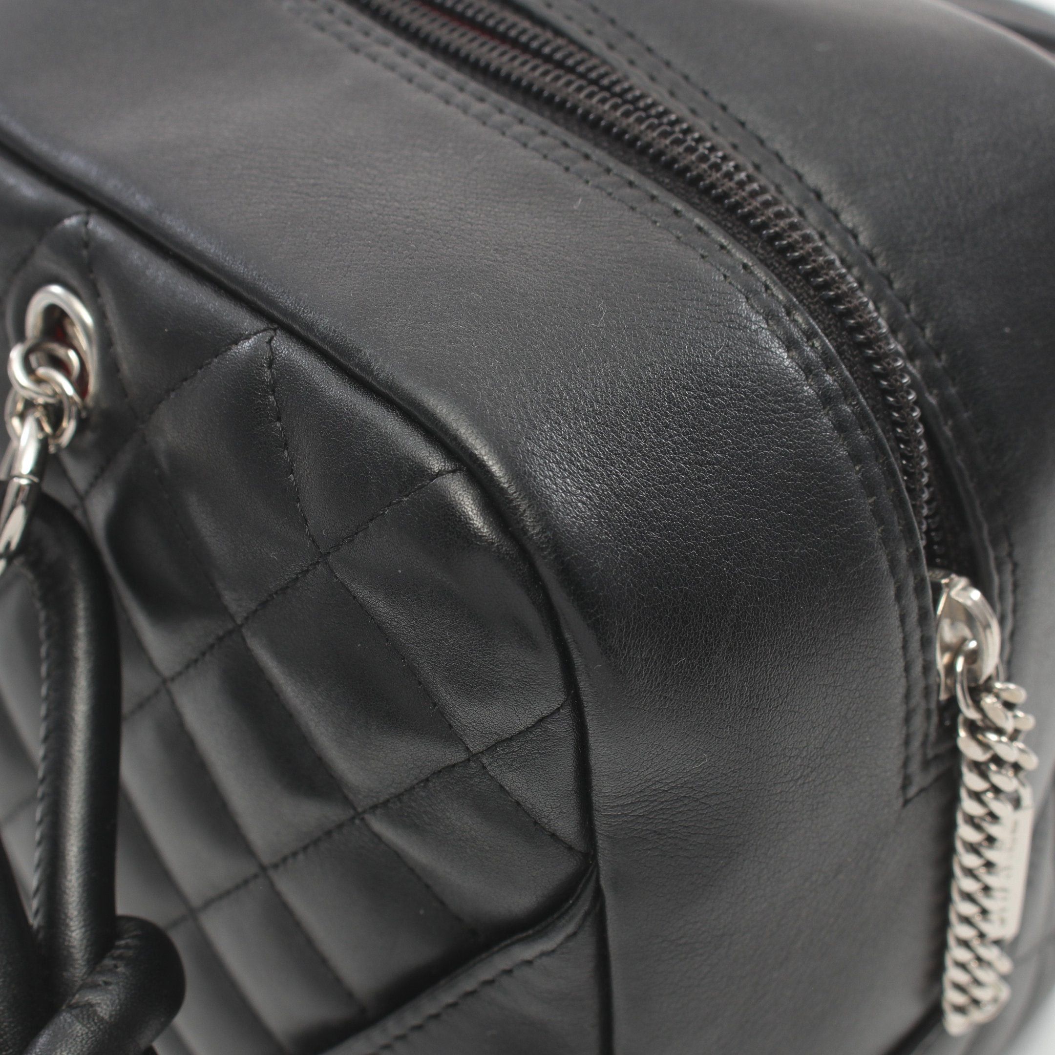 Chanel Chanel Cambon Line Bowling Bag Shoulder Leather Black Silver Hardware Size ONE SIZE - 9 Thumbnail