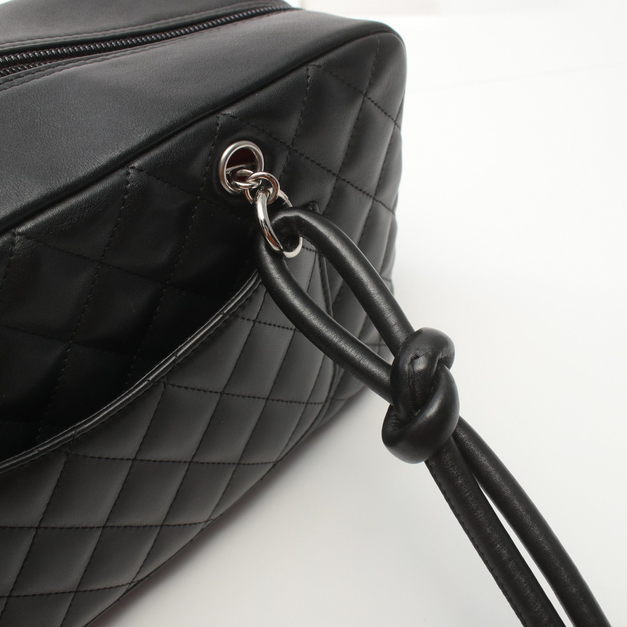 Chanel Chanel Cambon Line Bowling Bag Shoulder Leather Black Silver Hardware Size ONE SIZE - 10 Thumbnail