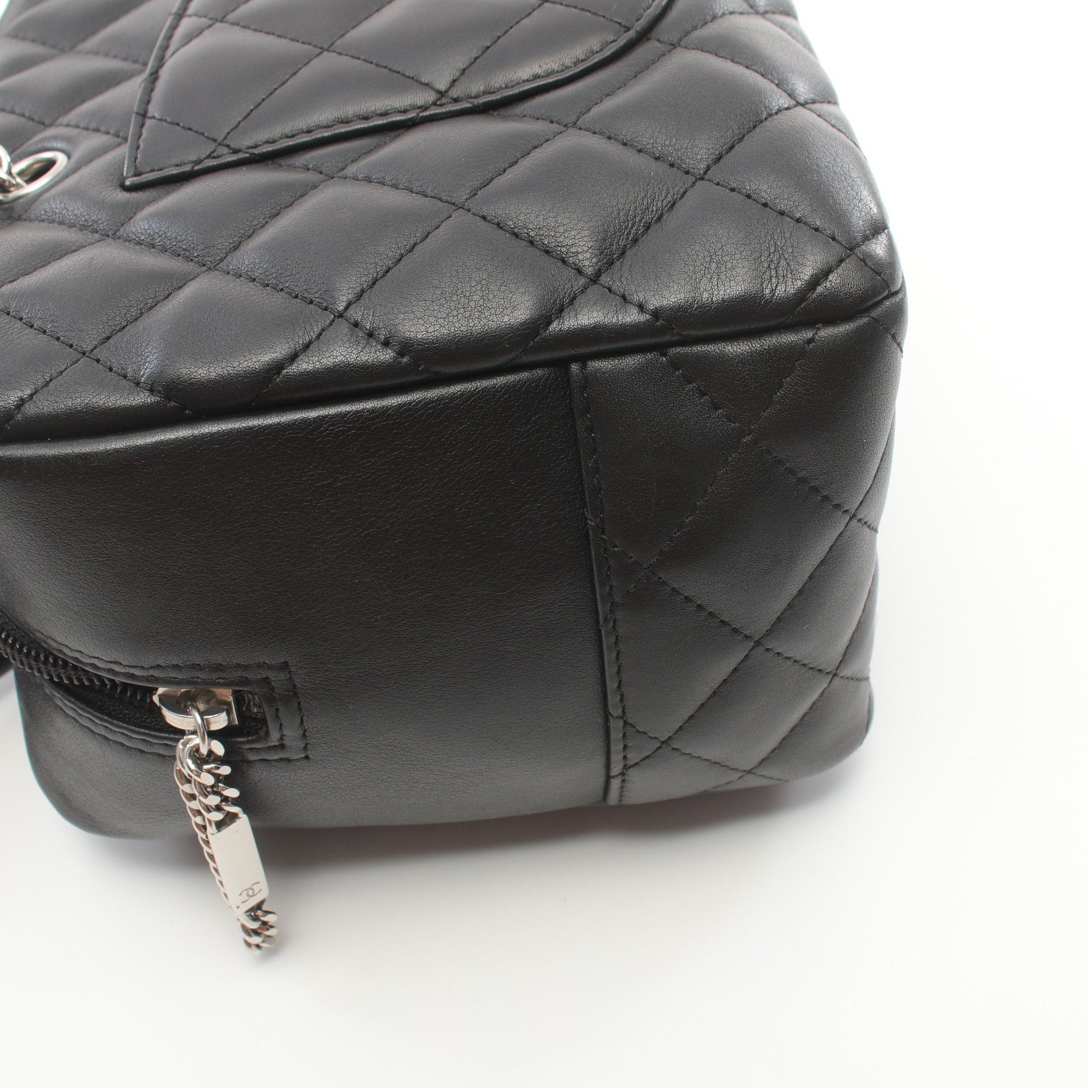 Chanel Chanel Cambon Line Bowling Bag Shoulder Leather Black Silver Hardware Size ONE SIZE - 11 Thumbnail