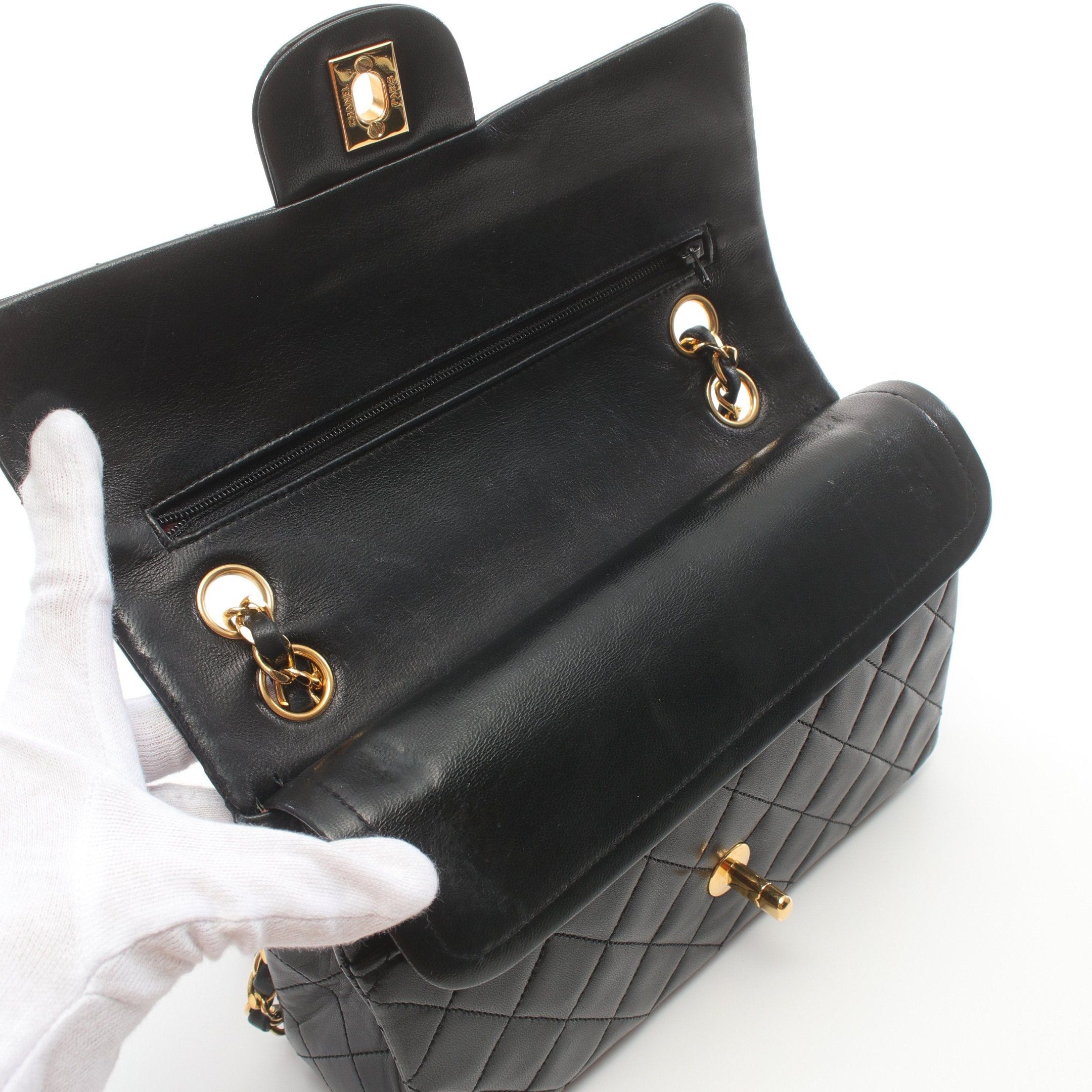 Chanel Chanel Matelasse Double Flap Chain Shoulder Bag Lambskin Black Gold Hardware Size ONE SIZE - 7 Thumbnail