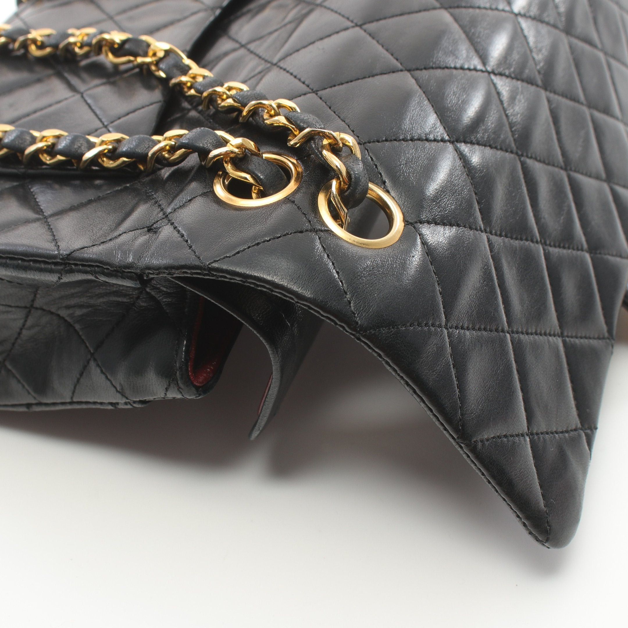 Chanel Chanel Matelasse Double Flap Chain Shoulder Bag Lambskin Black Gold Hardware Size ONE SIZE - 11 Thumbnail