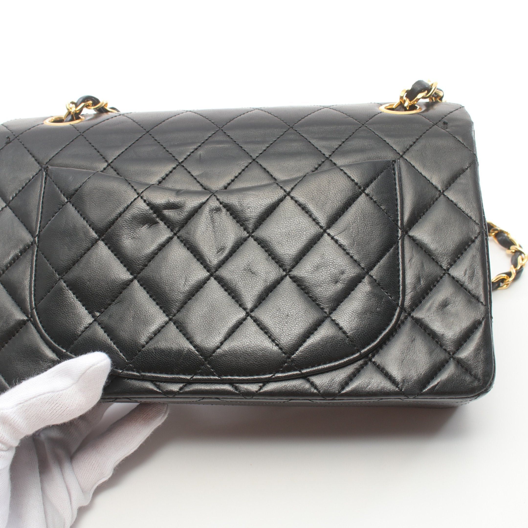 Chanel Chanel Matelasse Double Flap Chain Shoulder Bag Lambskin Black Gold Hardware Size ONE SIZE - 9 Thumbnail
