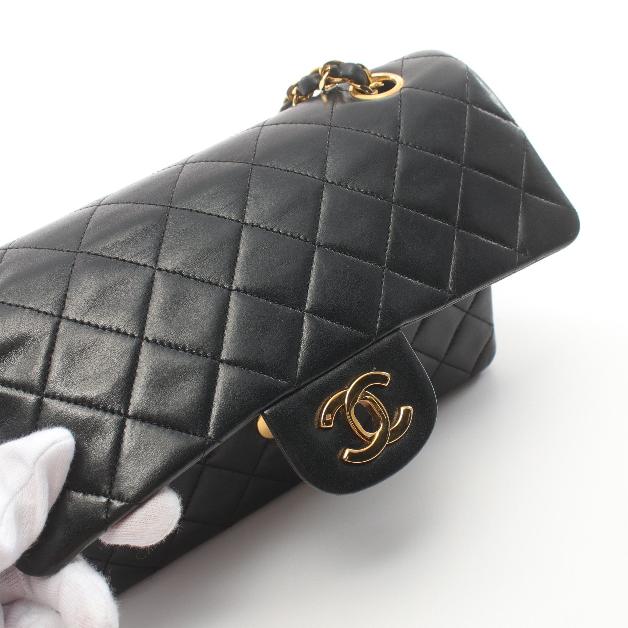 Chanel Chanel Matelasse Double Flap Chain Shoulder Bag Lambskin Black Gold Hardware Size ONE SIZE - 10 Thumbnail
