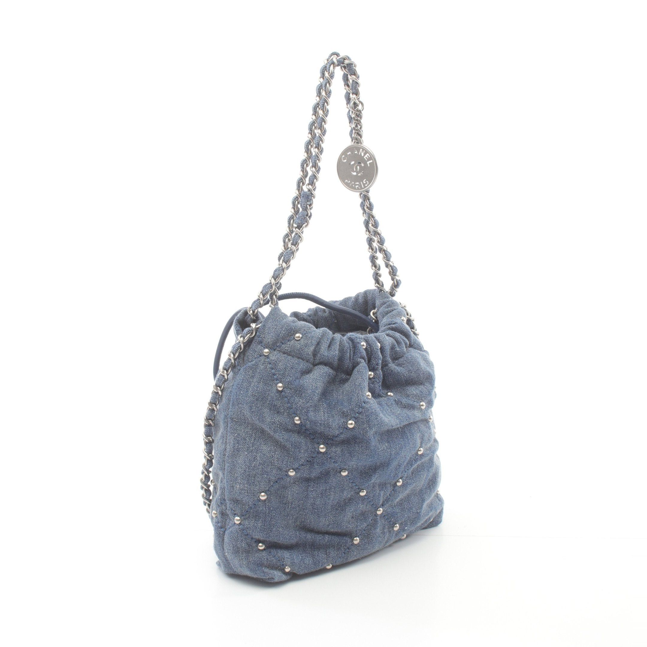 Chanel Chanel Chanel 22 Mini Chain Shoulder Bag Denim Indigo Blue Silver Hardware Size ONE SIZE - 2 Thumbnail