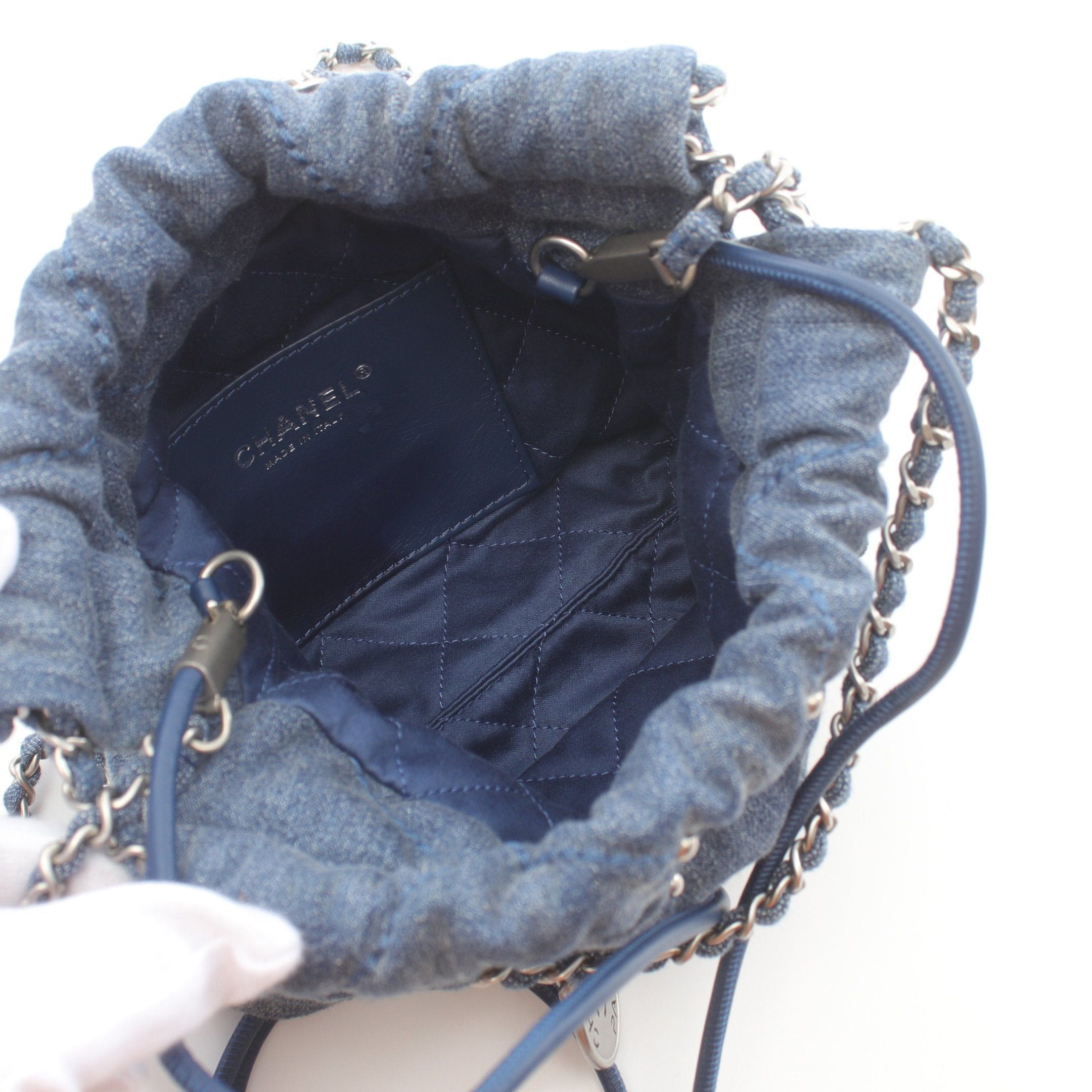 Chanel Chanel Chanel 22 Mini Chain Shoulder Bag Denim Indigo Blue Silver Hardware Size ONE SIZE - 3 Thumbnail
