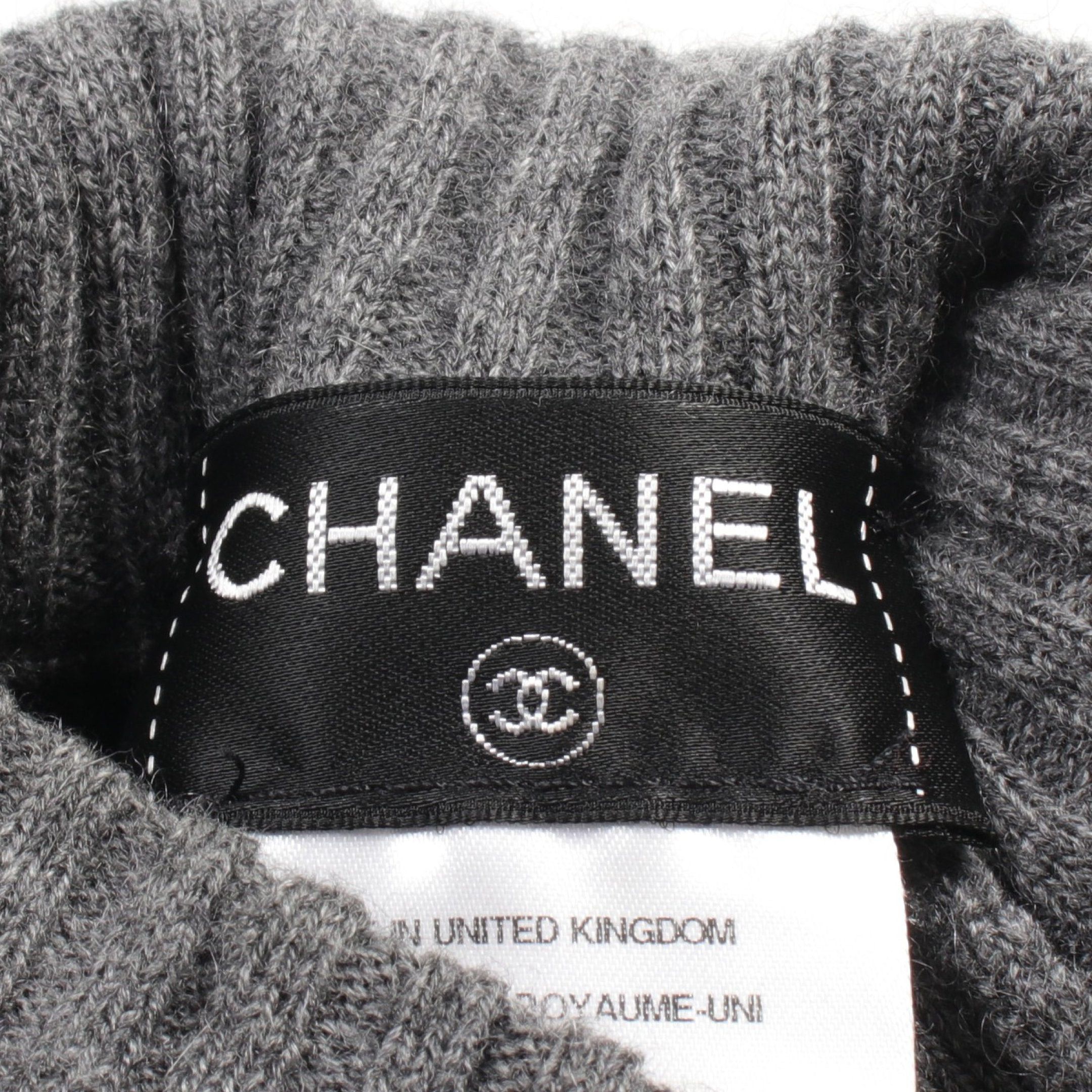 Chanel Chanel Coco Mark Knit Turtleneck Cashmere Gray Size ONE SIZE - 3 Thumbnail