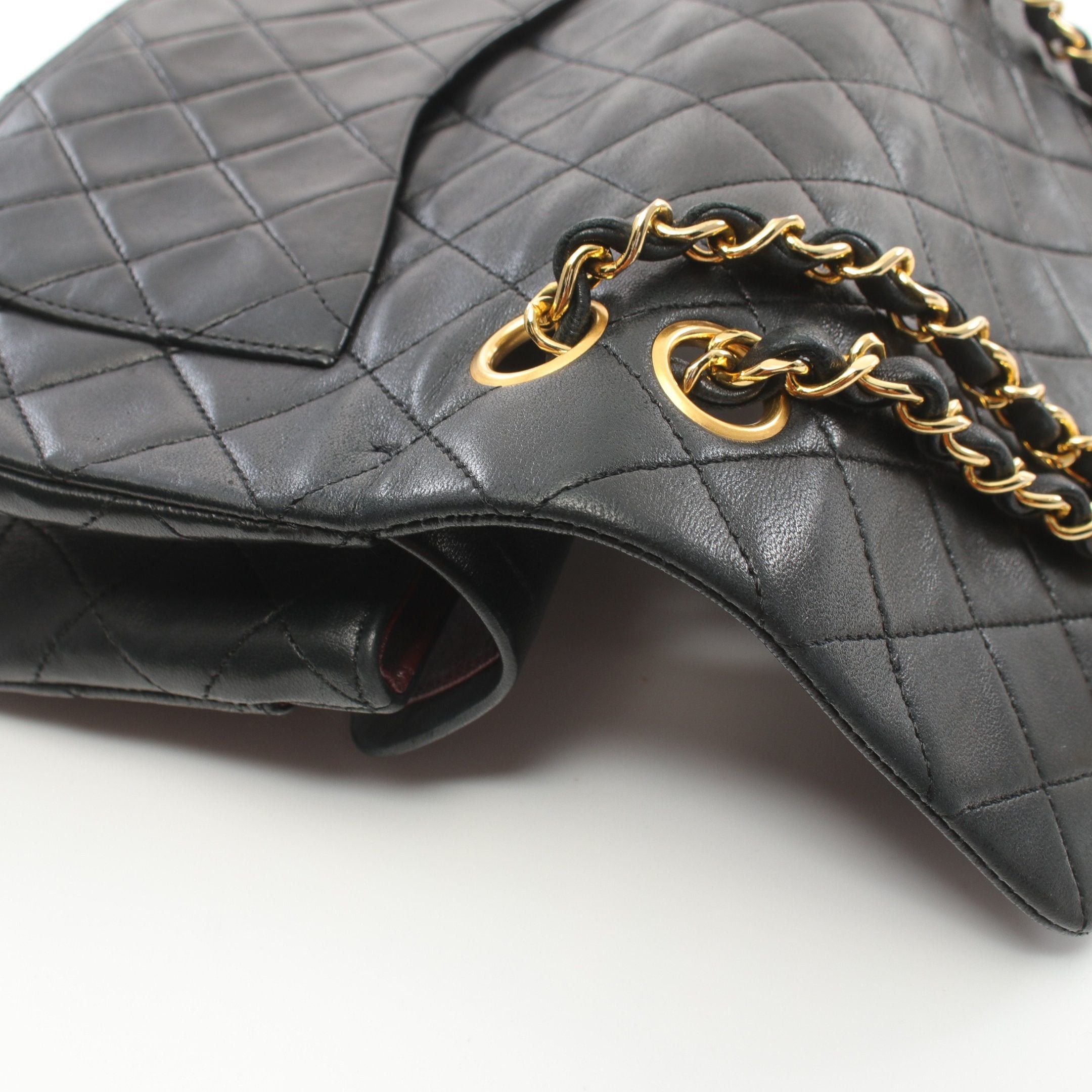 Chanel Chanel Matelasse Double Flap Chain Shoulder Bag Lambskin Black Gold Hardware Size ONE SIZE - 9 Thumbnail