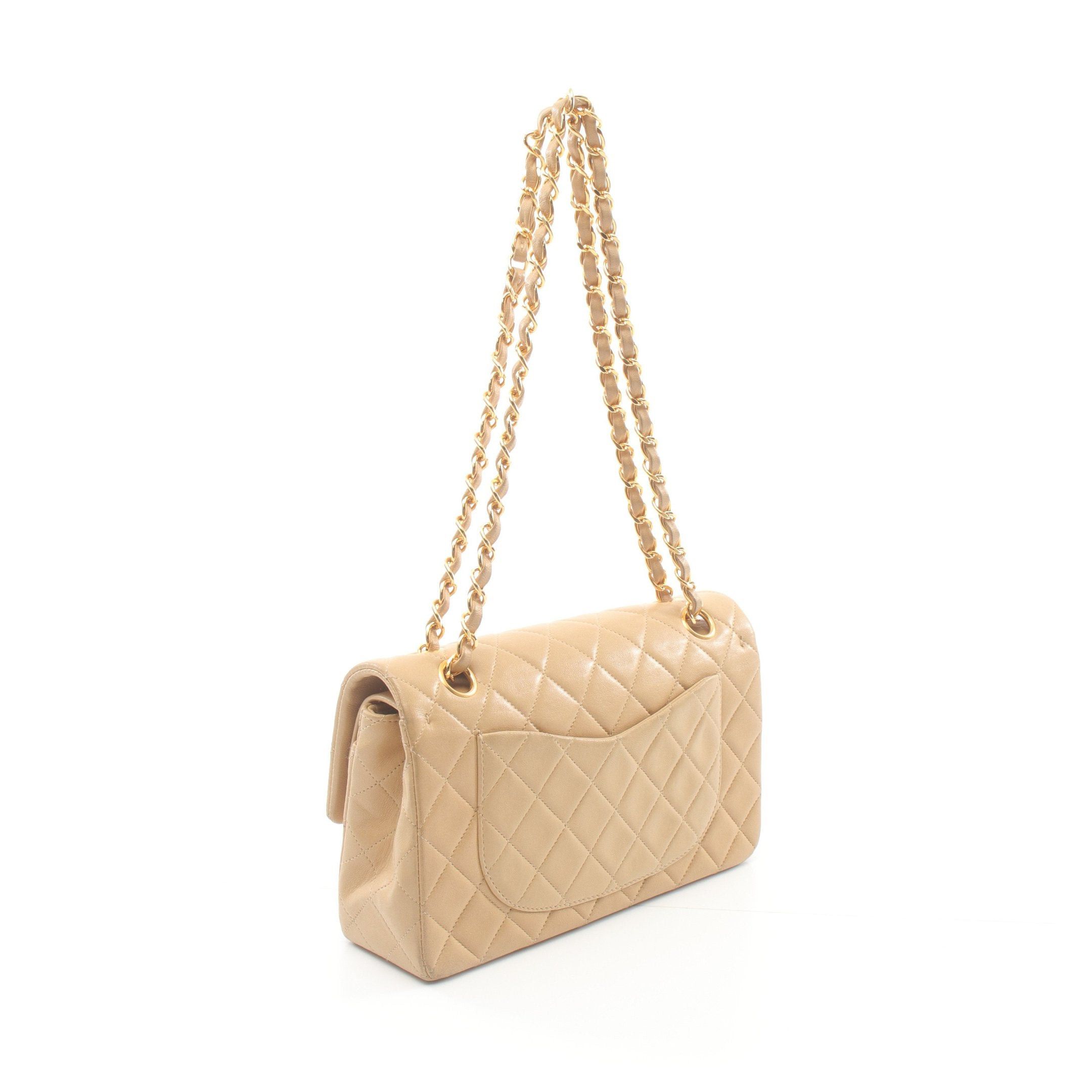 Chanel Chanel Matelasse Double Flap Chain Shoulder Bag Lambskin Beige Gold Hardware Size ONE SIZE - 2 Thumbnail