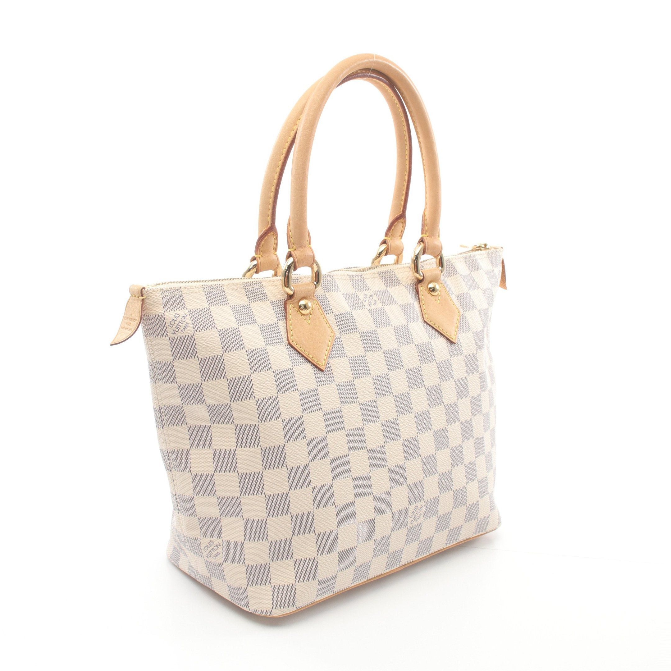 Louis Vuitton Louis Vuitton Saleya Pm Damier Azur Handbag Tote Bag Leather White Size ONE SIZE - 2 Thumbnail